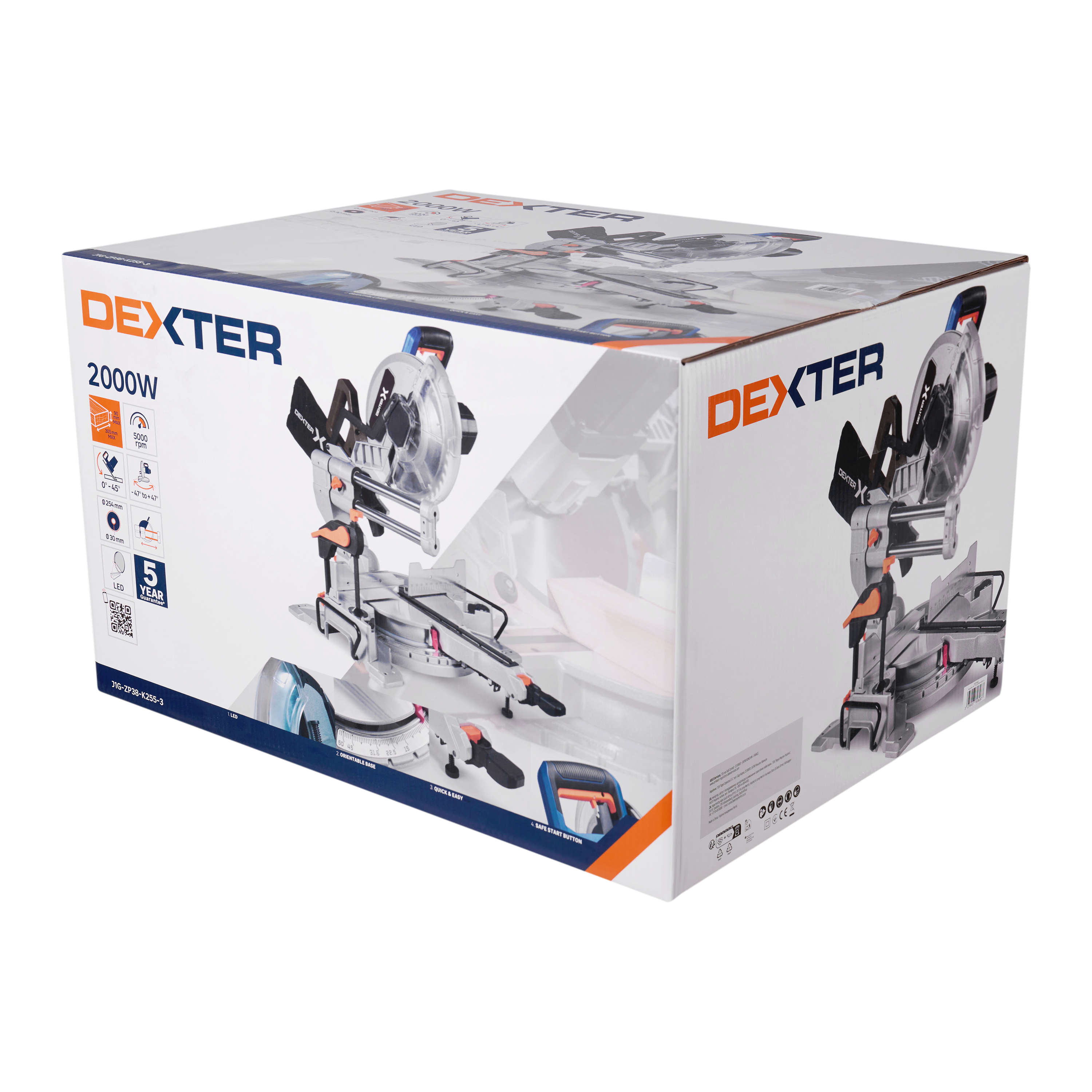 Ingletadora telescópica DEXTER  - Disco ⌀ 254 mm - Potencia 2000 W - 5000 RPM - 11