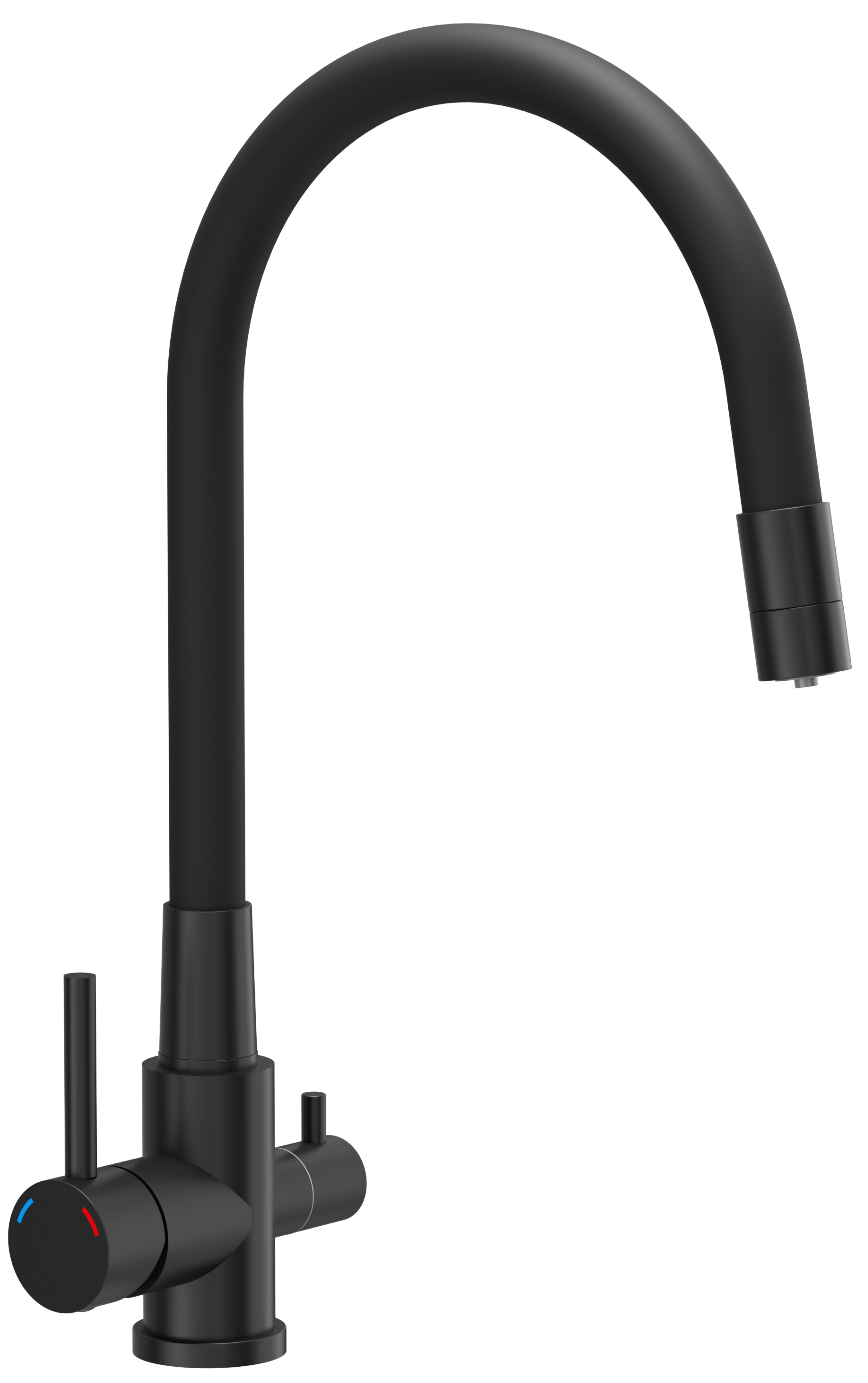 Bateria kuchenna Mira z podłączeniem filtra czarna z elastyczną wylewką Quadron