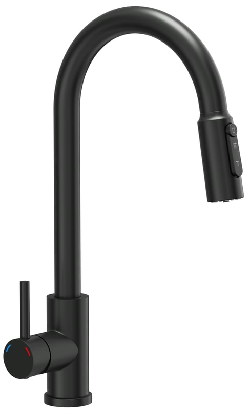 Bateria kuchenna Carito czarna trójdrożna z wyciąganą wylewką Quadron