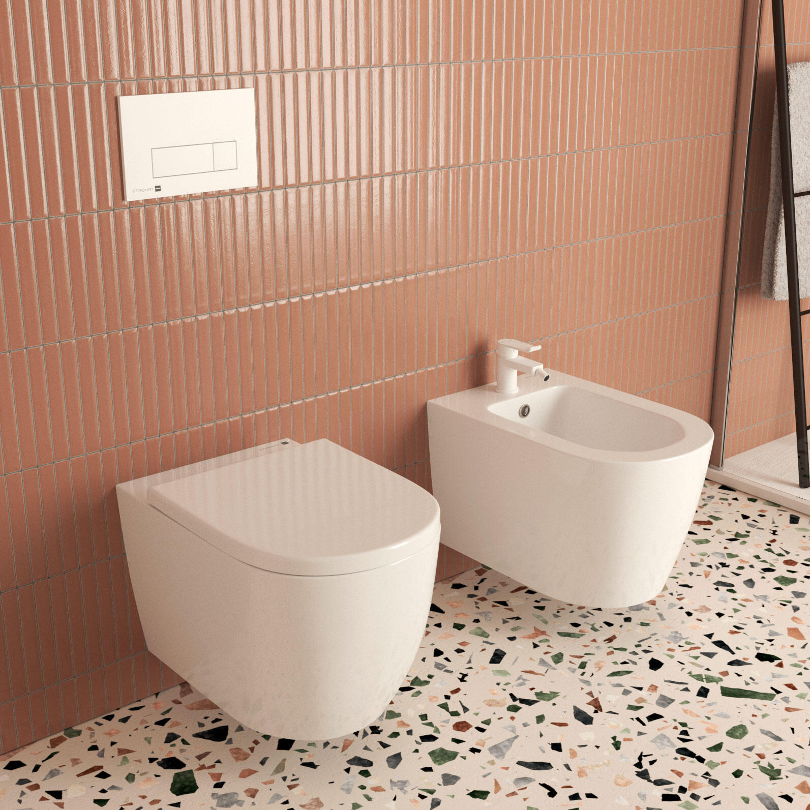 Grifo monomando de bidé STROHM TEKA Ethika blanco mate. Antical. Latón. - 2