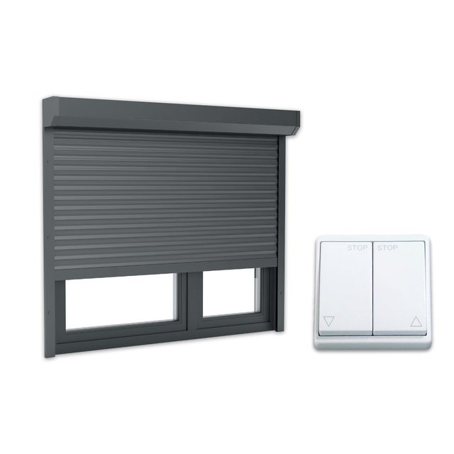 VOLET ROULANT FILAIRE EN ALUMINIUM GRIS ANTHRACITE H220XL120CM