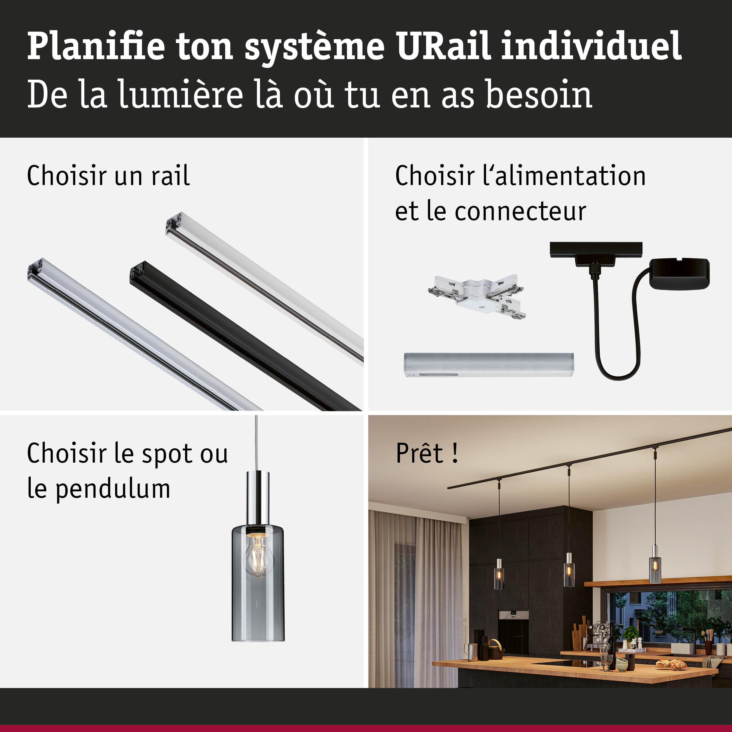 Abat-jour URAIL 2Easy Raja, verre fumé, D.10cm, PAULMANN - 6