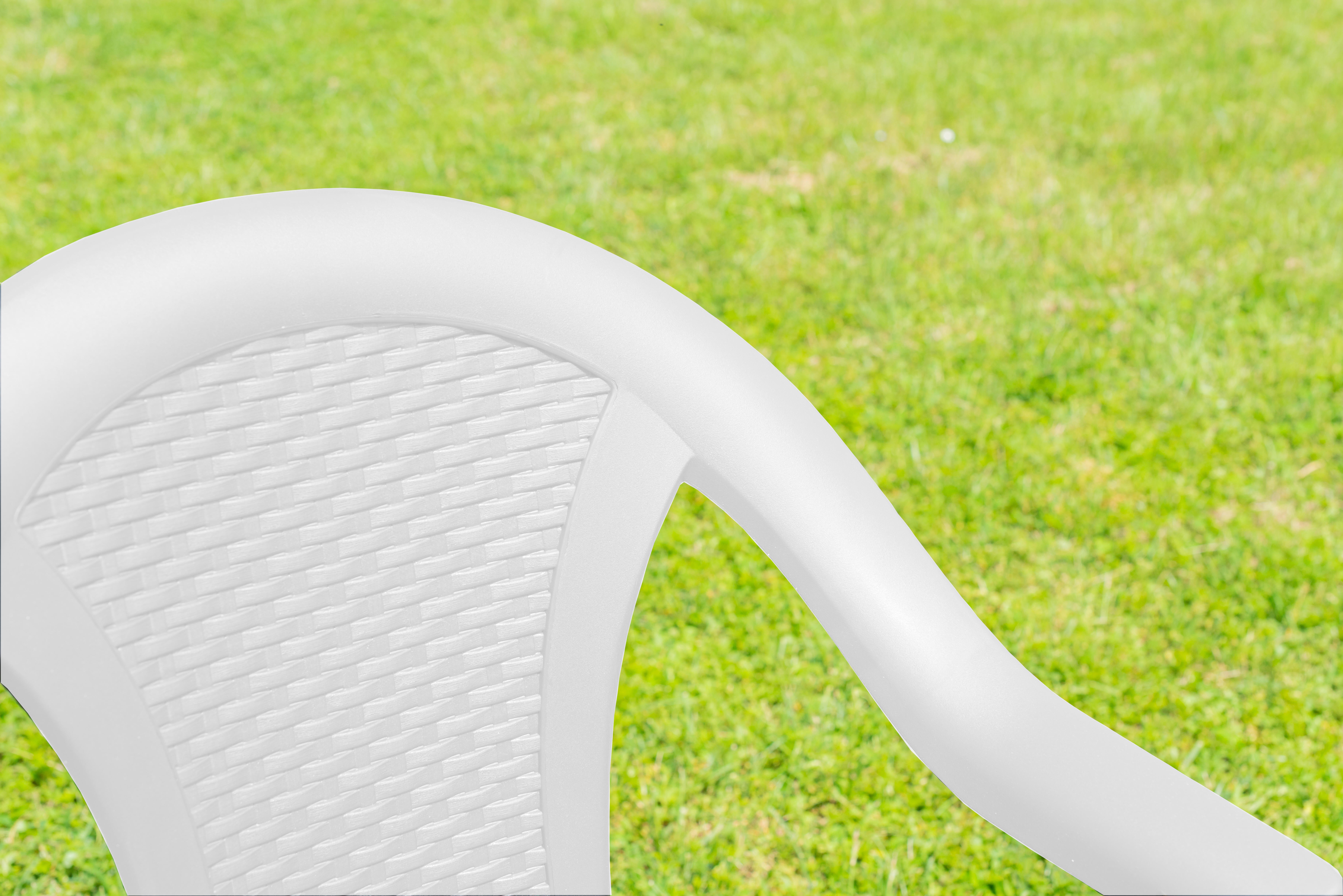 Sedia da giardino con braccioli Ischia, con struttura e seduta in polipropilene bianco - 2