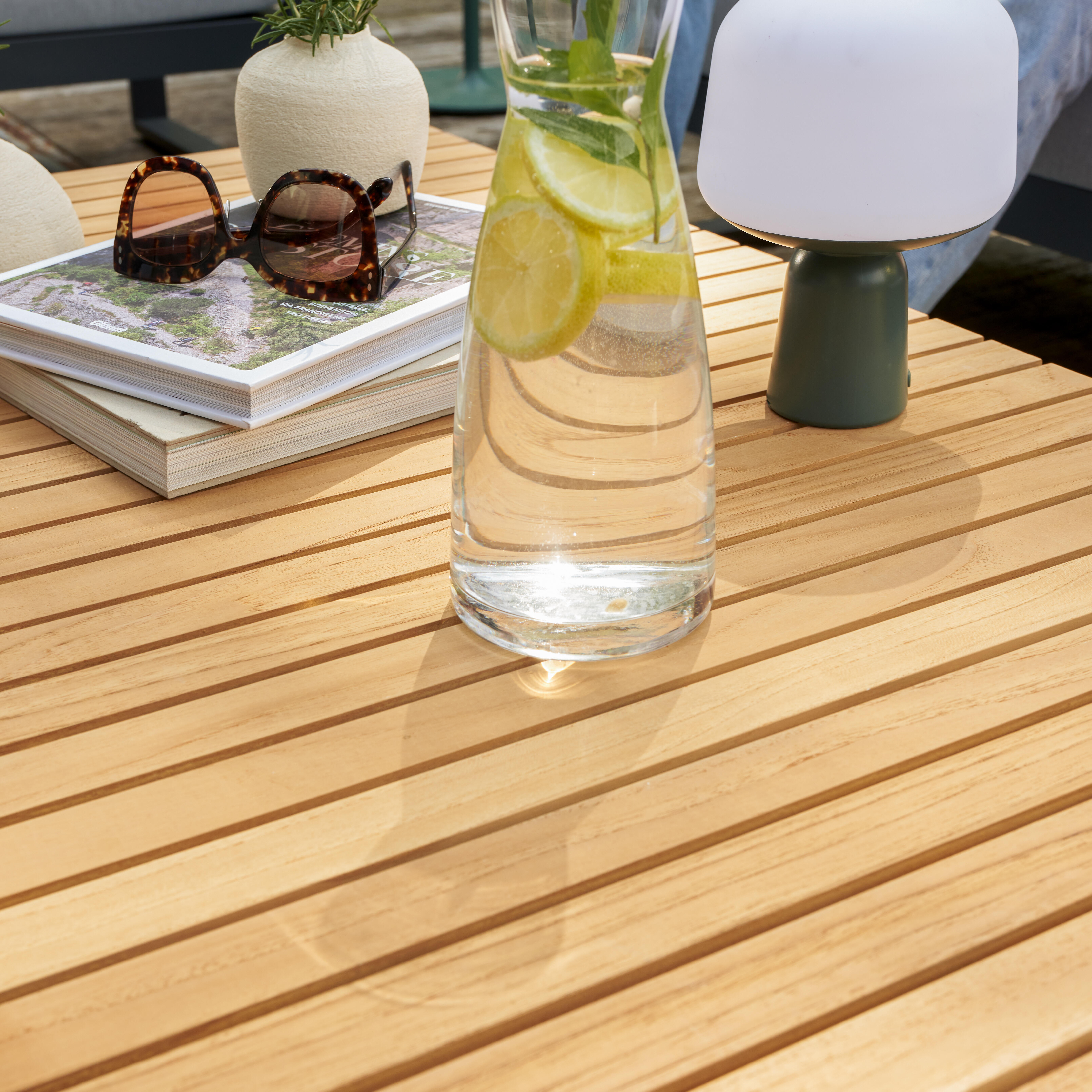 Tavolino da caffè da giardino Persea NATERIAL in alluminio con piano in teak Teak naturale per 1 persona 115x70cm - 9