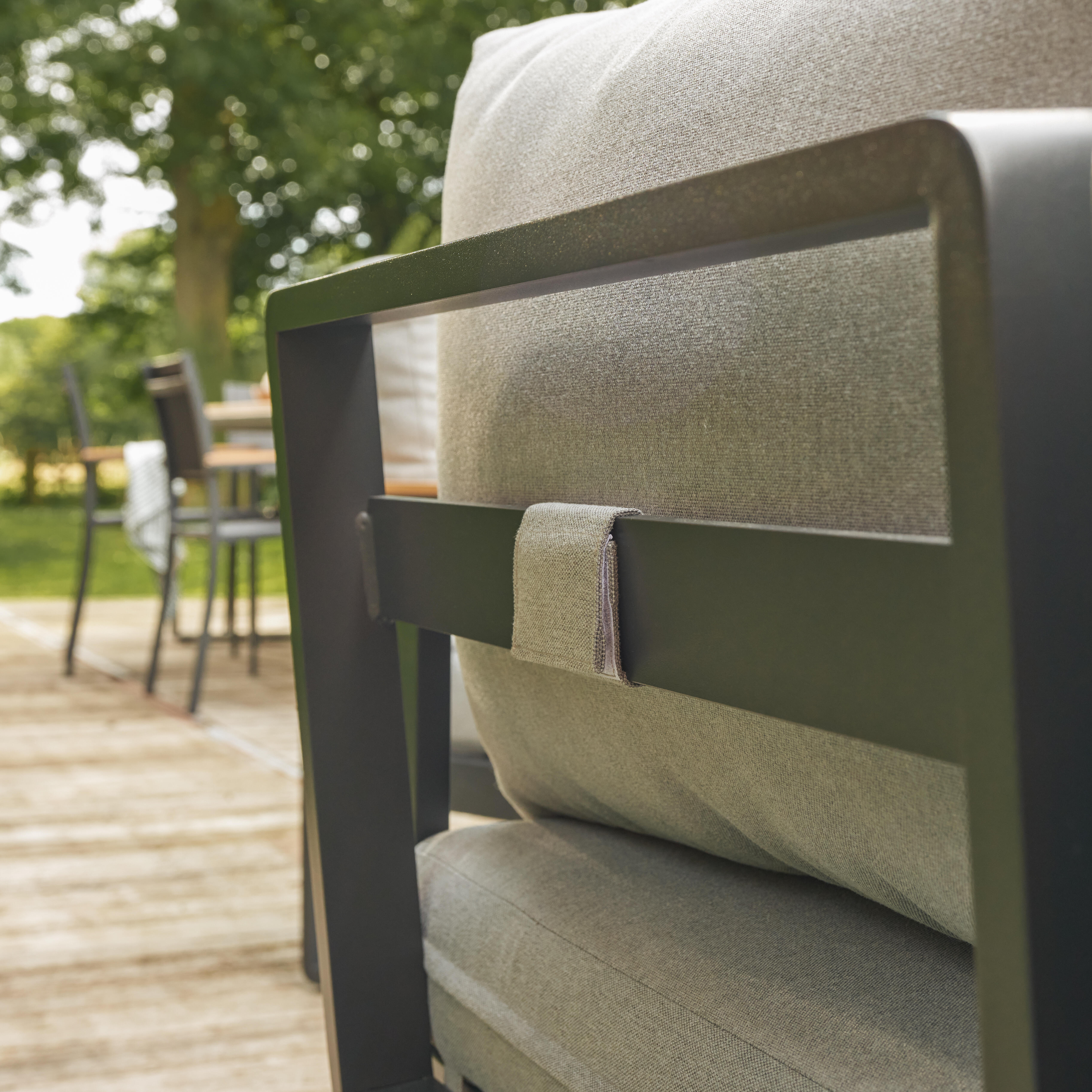 Divano da giardino con cuscino grigio e braccioli Persea NATERIAL da 2 posti, struttura in alluminio seduta in alluminio grigio, L 142 x H 68.4 x P 80 cm - 8