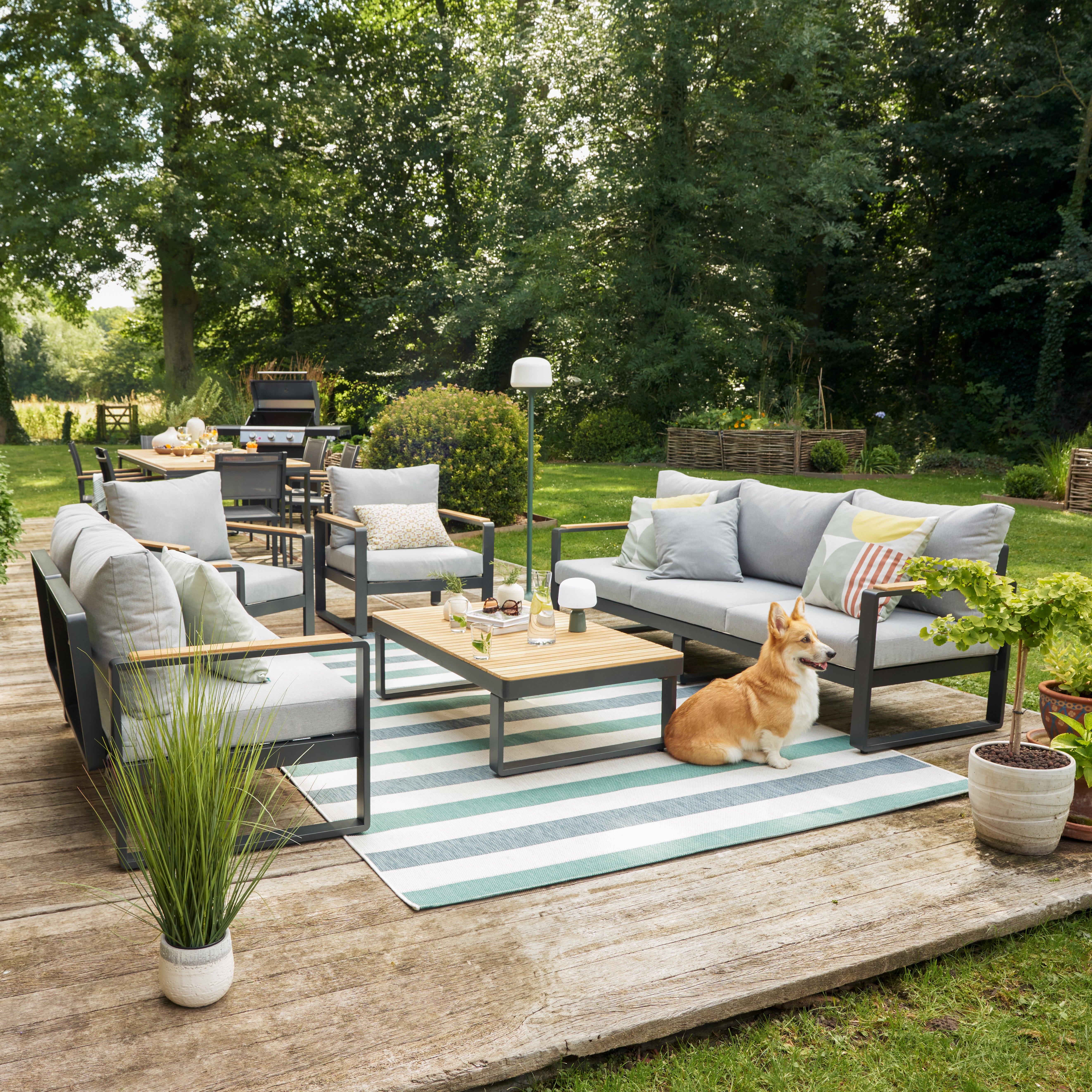 Divano da giardino con cuscino grigio e braccioli Persea NATERIAL da 2 posti, struttura in alluminio seduta in alluminio grigio, L 142 x H 68.4 x P 80 cm - 5