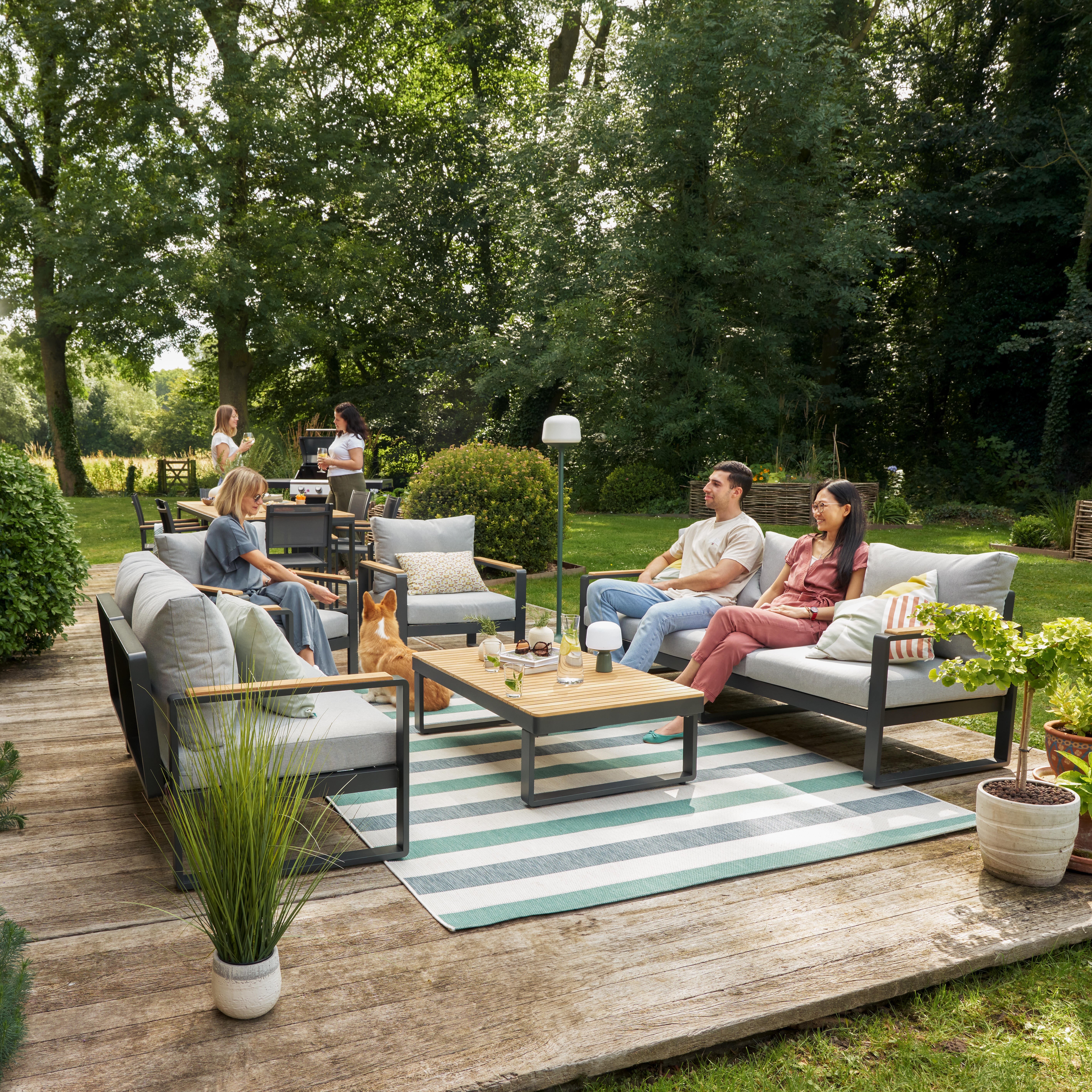 Sillón de jardín con cojín de jardín de aluminio Persea gris - 11