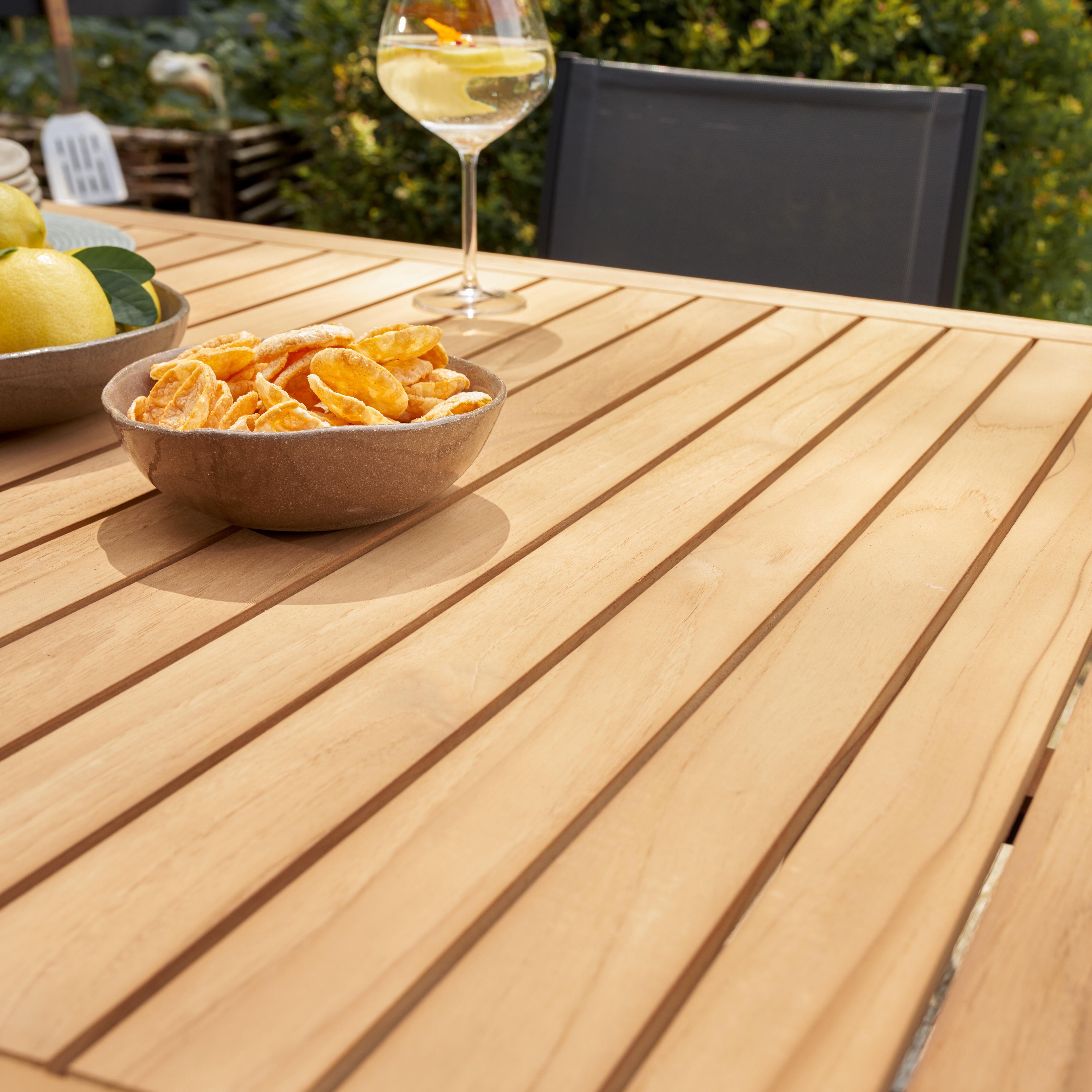 Mesa refeição em madeira teca e alumínio 200x100 cm cinza escuro Naterial Persea - 10