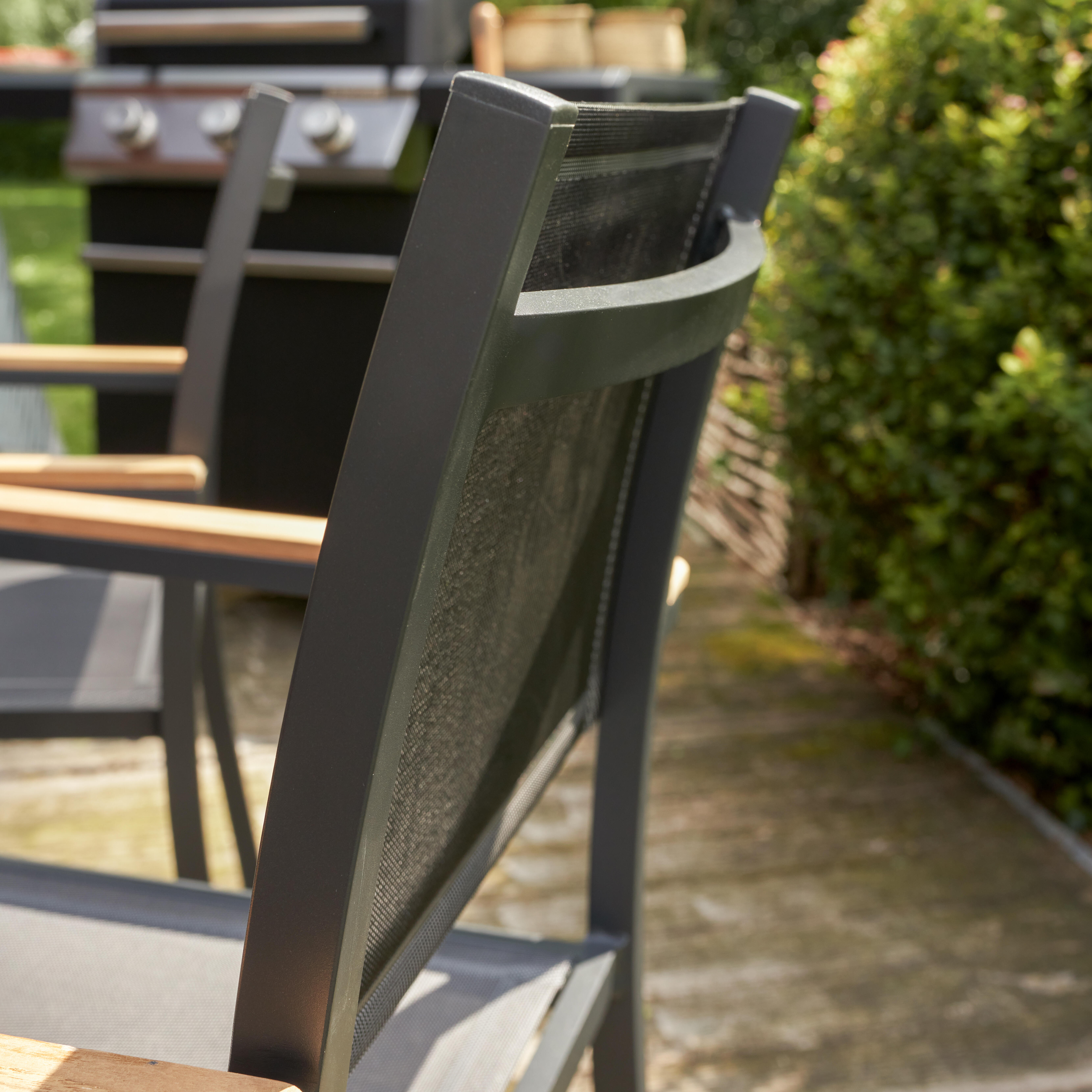 Cadeira de refeição com braços alumínio e textileno cinza escuro Naterial Persea - 14