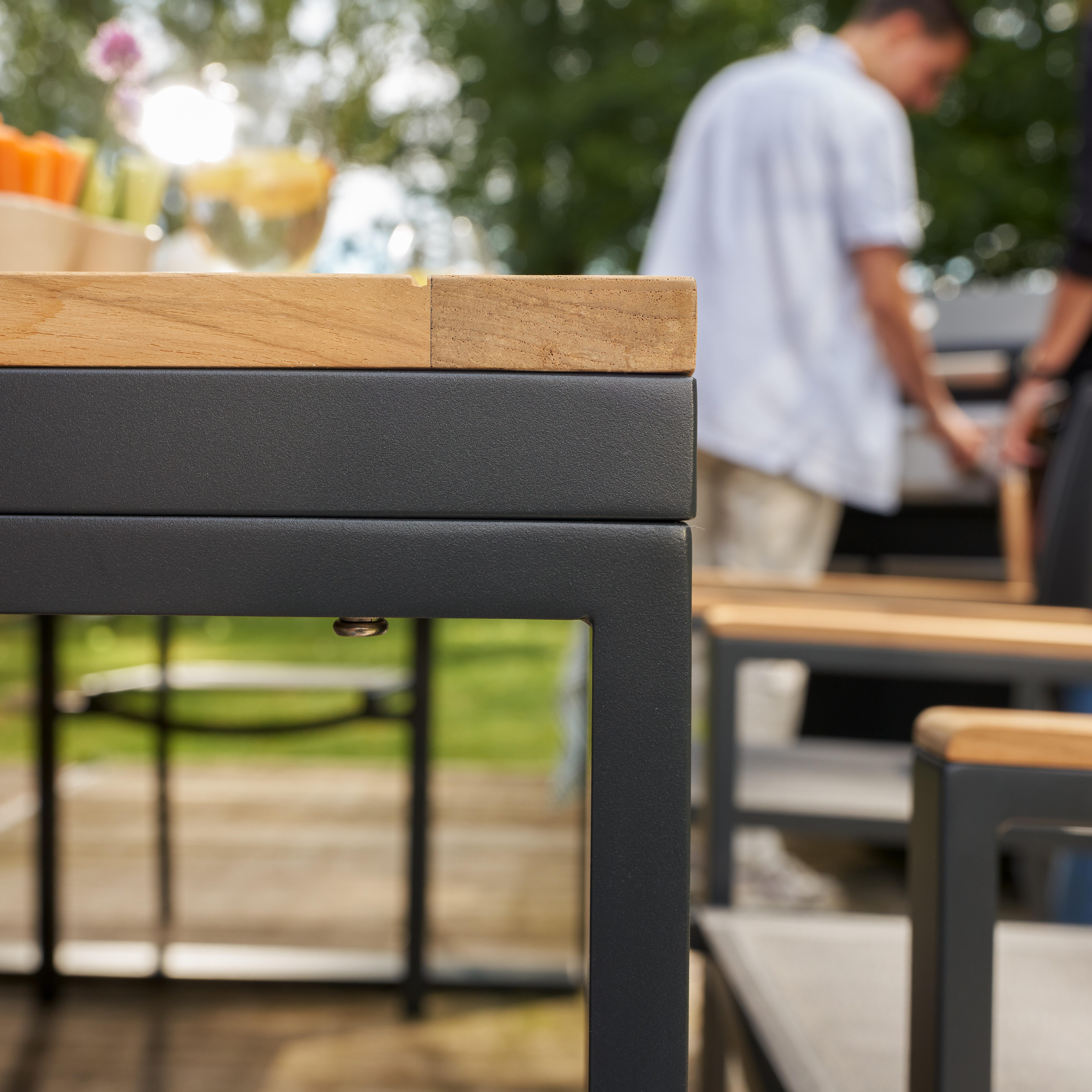 Tavolo da pranzo per giardino Persea NATERIAL in alluminio con piano in teak Teak naturale per 8 persone 100x200cm - 8