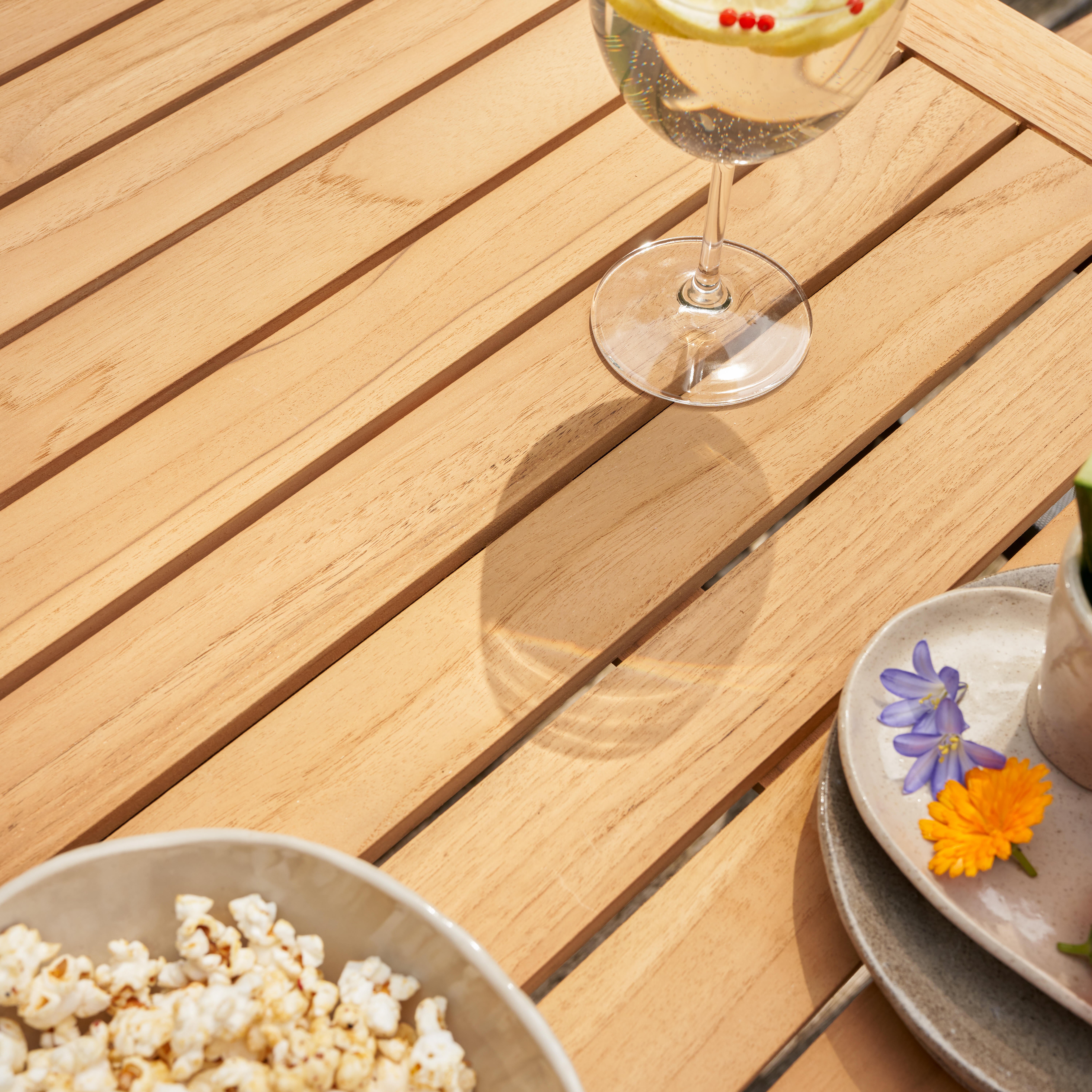 Tavolo da pranzo per giardino Persea NATERIAL in alluminio con piano in teak Teak naturale per 8 persone 100x200cm - 7