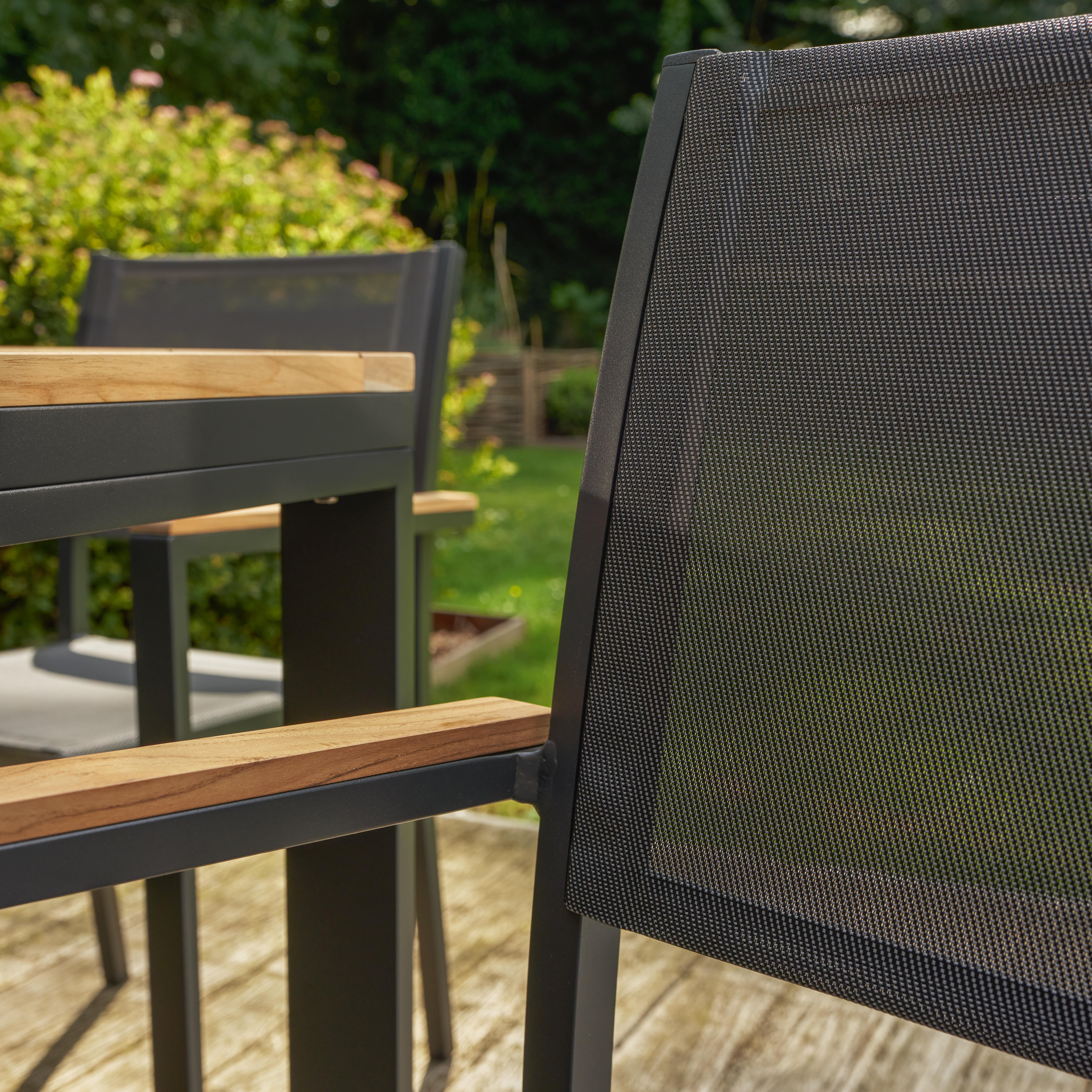 Cadeira de refeição com braços alumínio e textileno cinza escuro Naterial Persea - 13