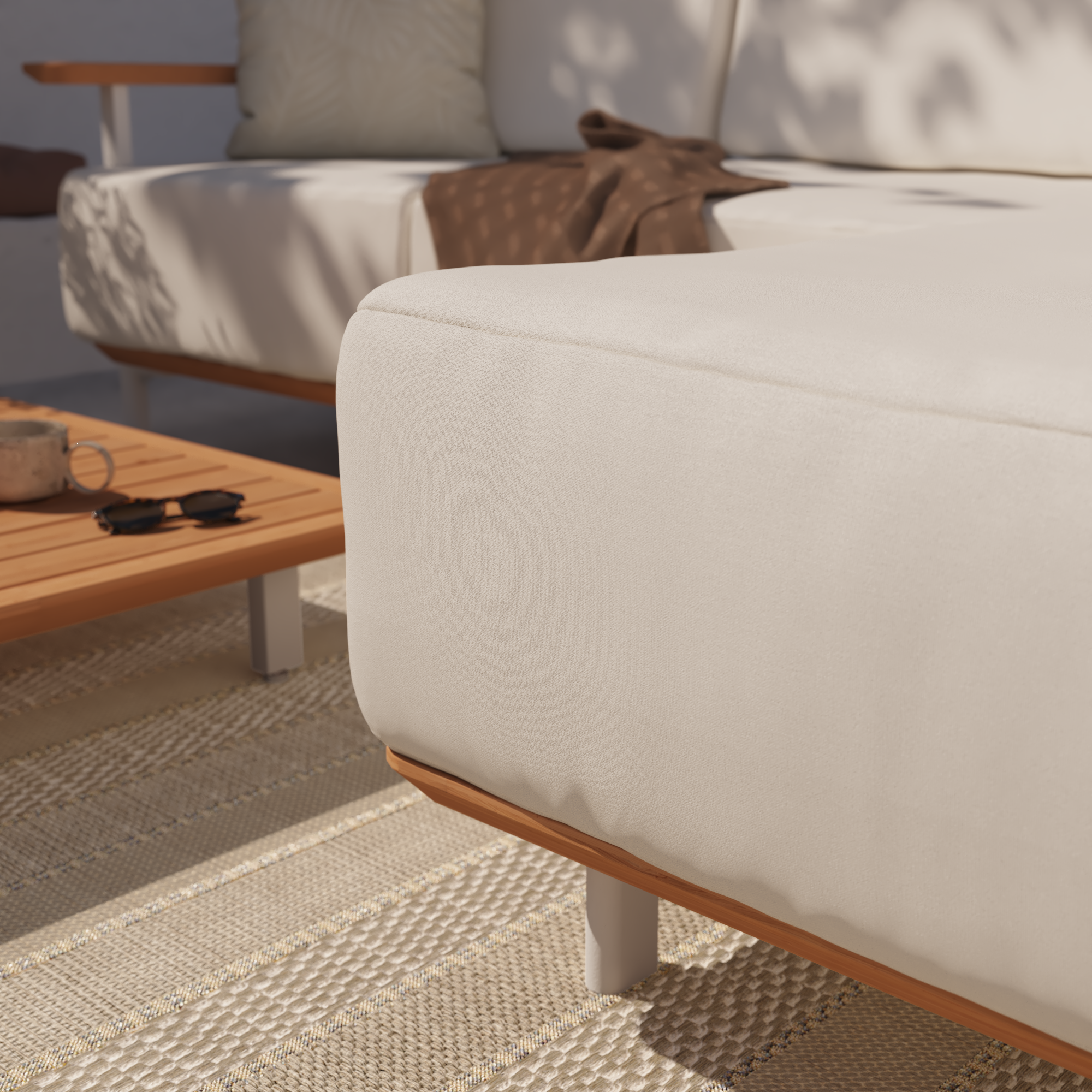 Sofá de jardín con cojín de jardín de aluminio Duna beige - 9