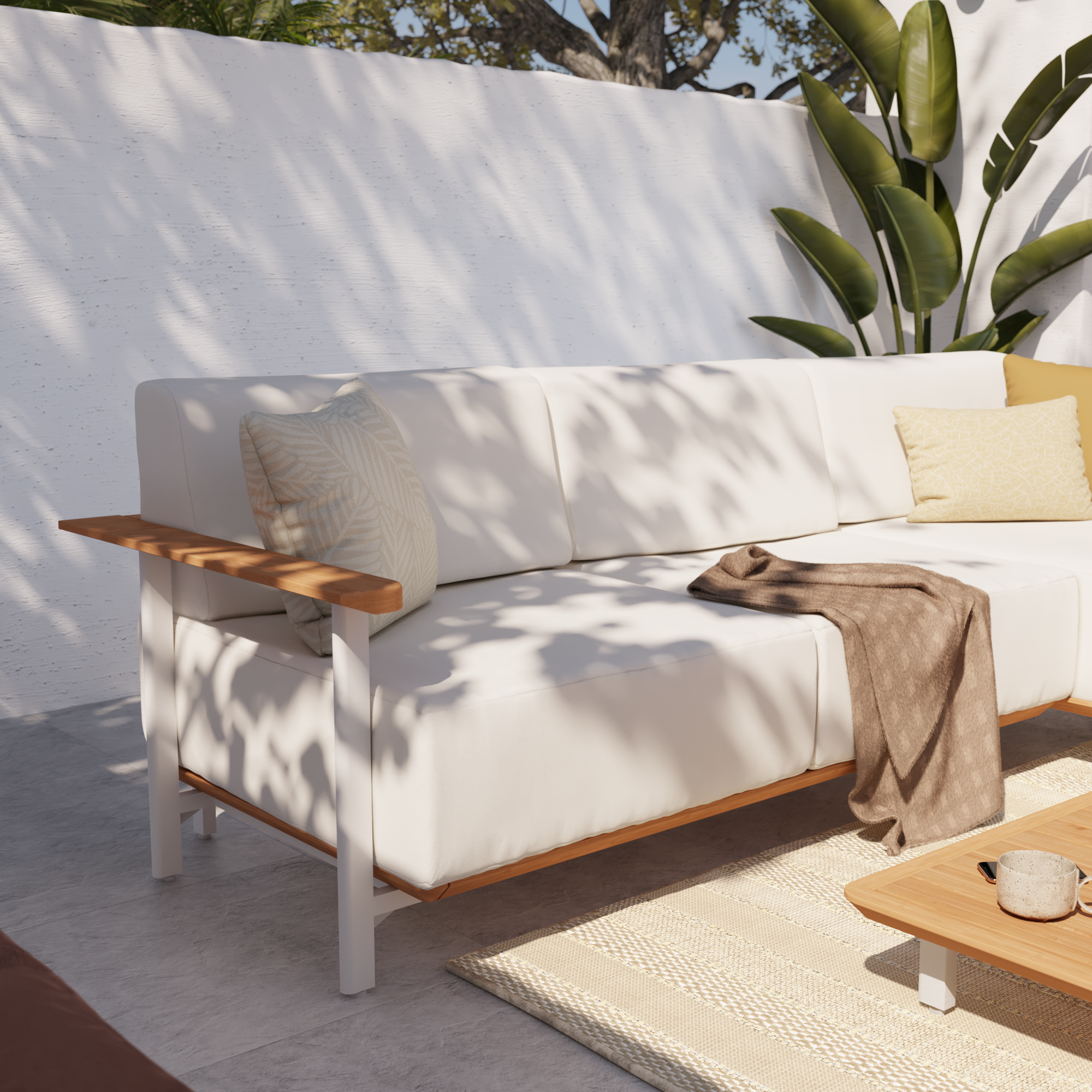 Canapé 2 places NATERIAL Duna en aluminium et teck - 2