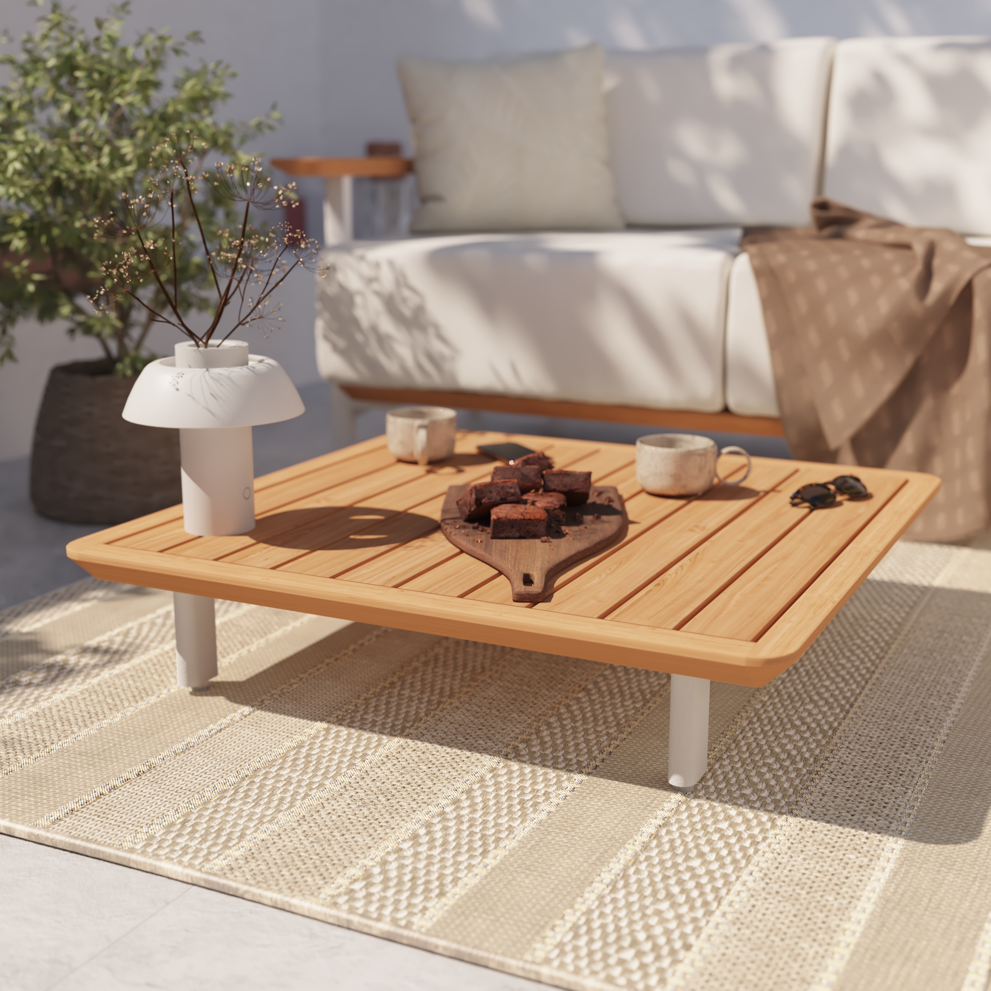 Table basse en aluminium et teck NATERIAL Duna - 2