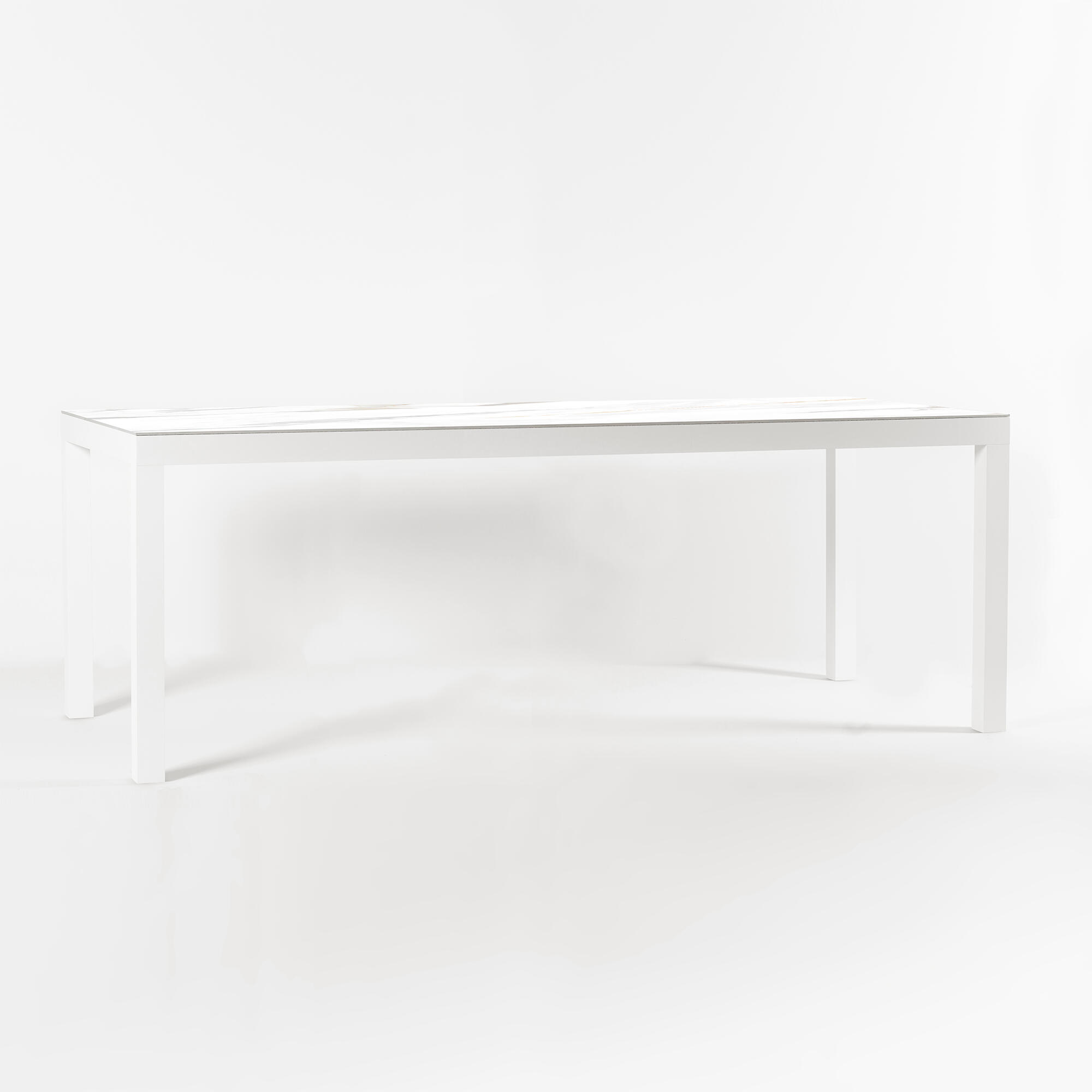 Mesa de aluminio y cerámica xxl mikonos blanca empo de 120x74x260 cm