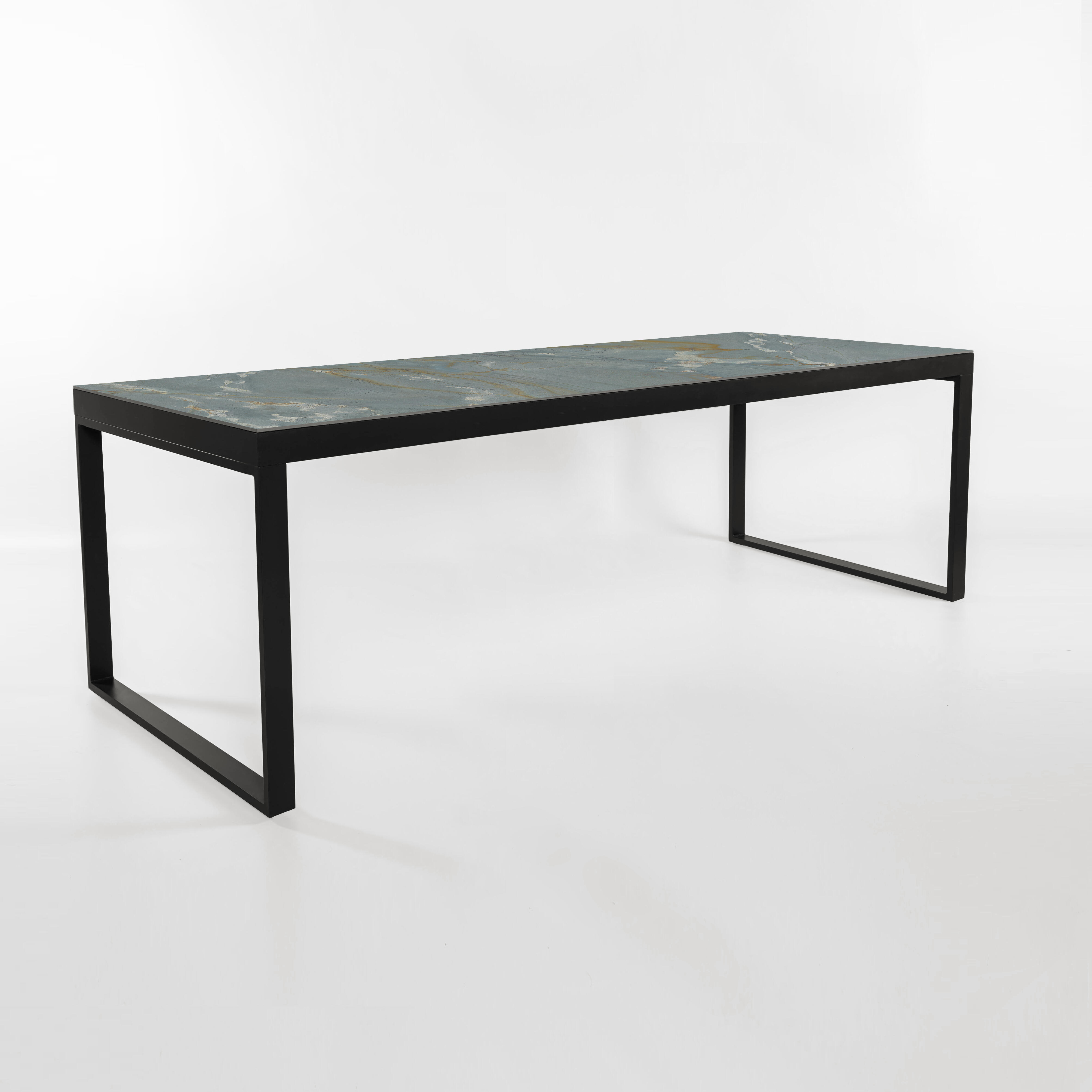 mesa de aluminio y ceramica xxl cyka antracita magma de 120x74x260 cm