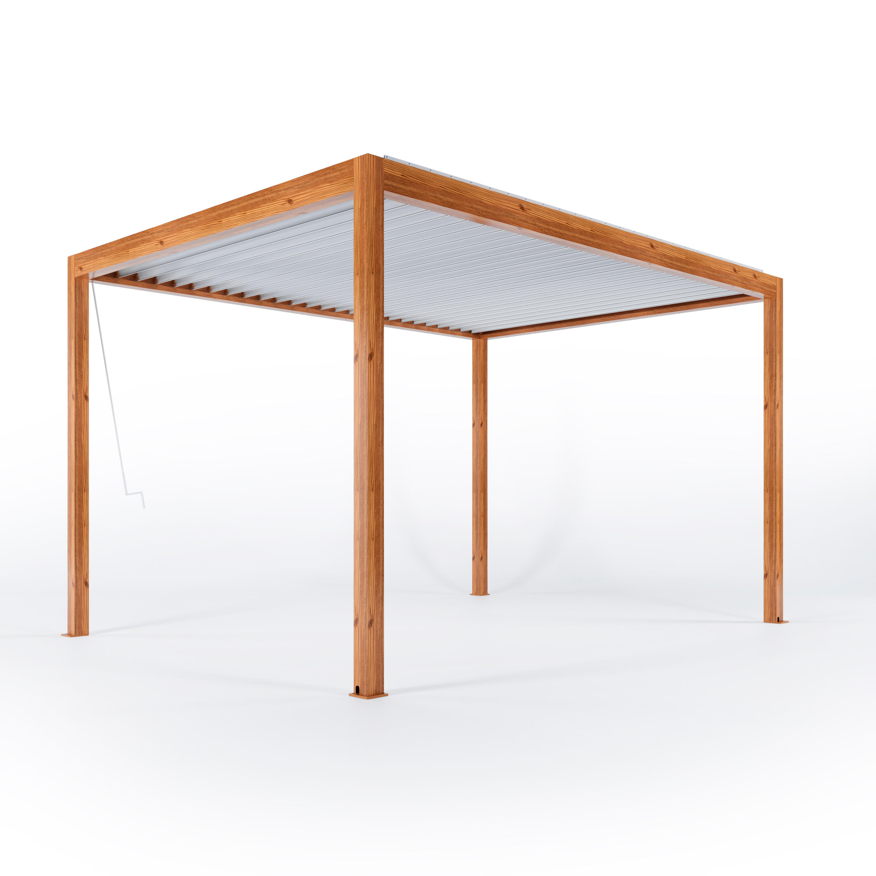 pergola bioclimatica de aluminio bolonia marron y lama blanca de 306 x 309 x 229 cm manual