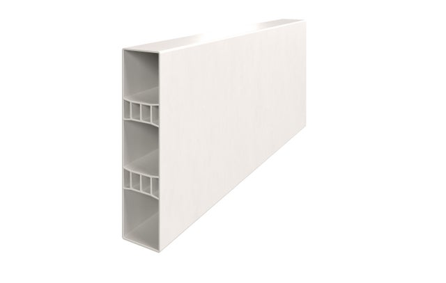 Lame ajourée PVC CLEA blanc, L.150 x Ht.12 x Ep. 2.8 cm