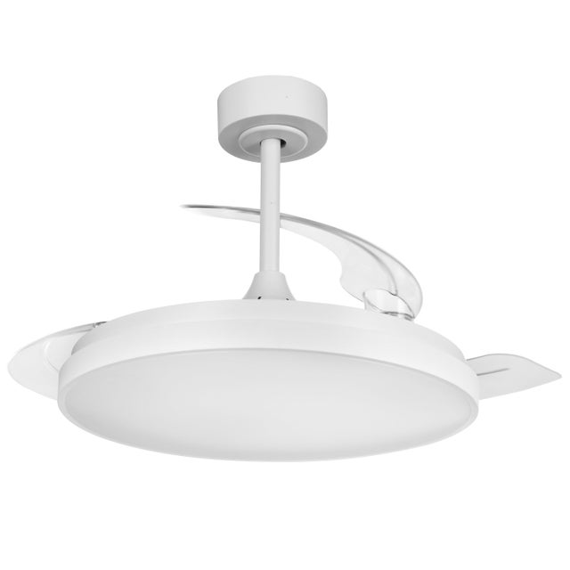 Ventilatore da soffitto Torrent pale retrattili trasparenti, struttura bianco ø 106 cm INSPIRE