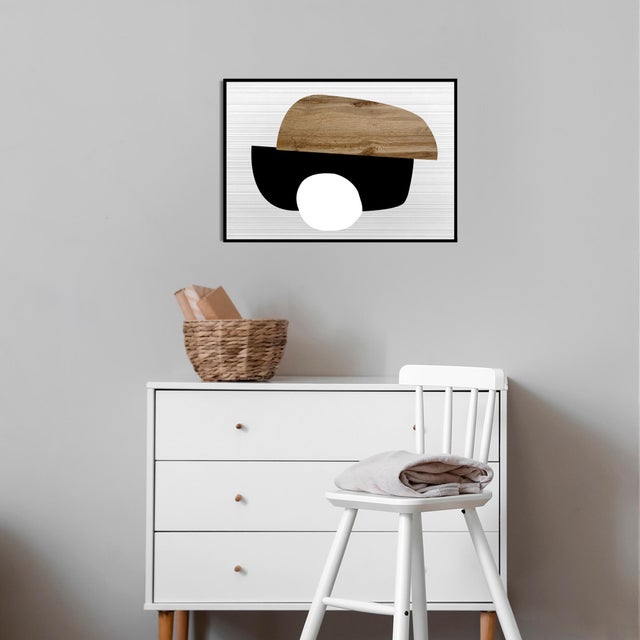 Tapa contador decorativo enmarcado Abstracto de 50 x 35 x 6 cm. MDF rectangular Formas Redondas. Marco color Negro