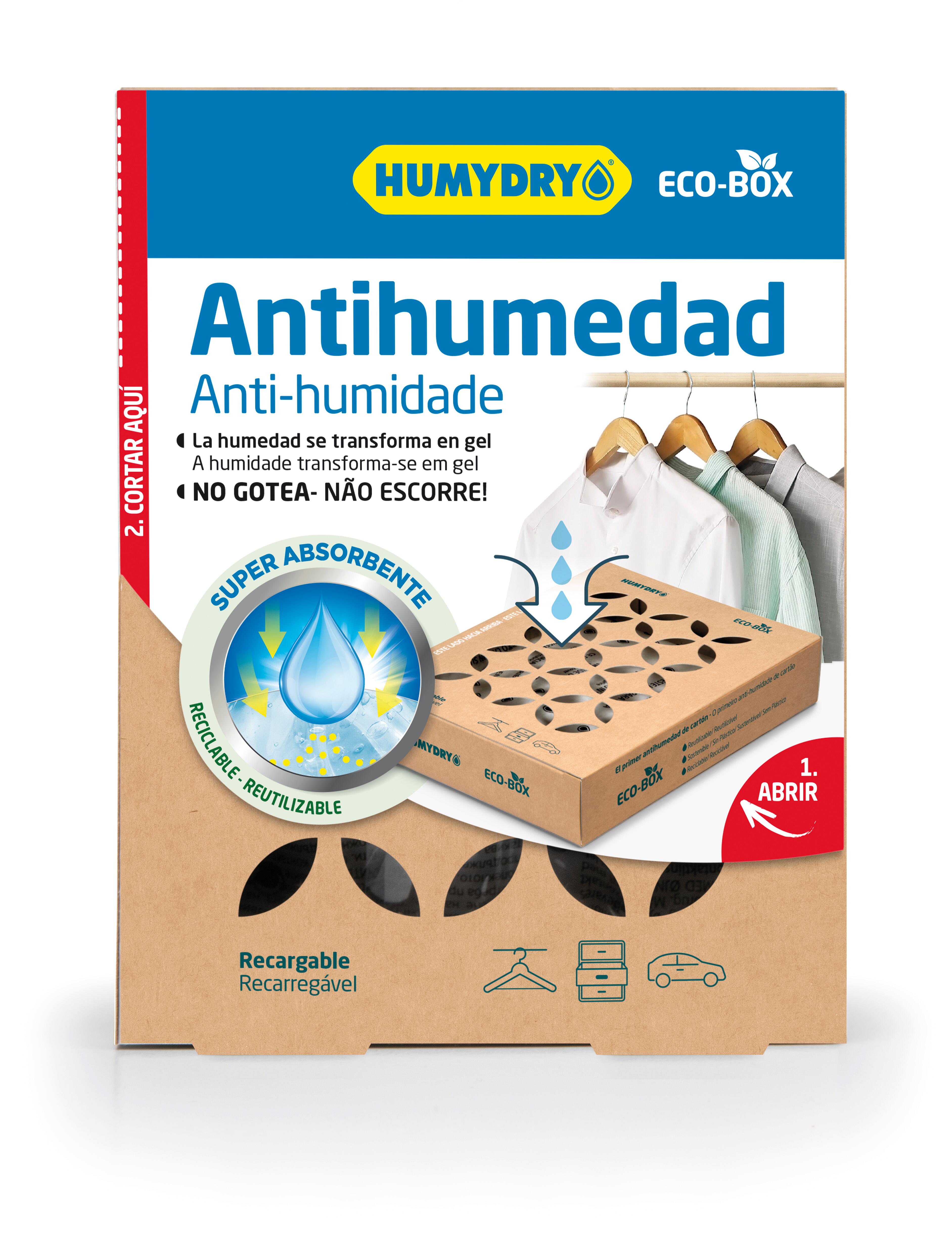 Kit de absorción de humedad  HUMYDRY 200 gr para uso en estancia hasta 8m2. Perfume neutro. 1 recarga en bolsa. 3.7 x 19 x 14.5 cm. Vida útil 12 semanas. - 2
