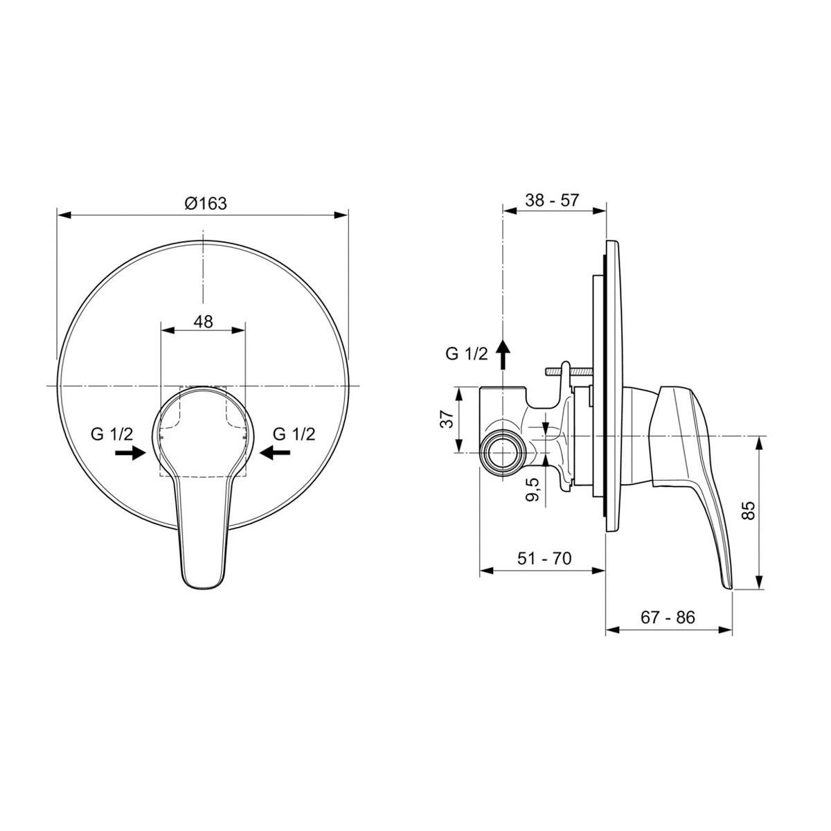 Rubinetto per incasso doccia getto laminare cristallino monocomando Oglio cromo lucido IDEAL STANDARD - 3