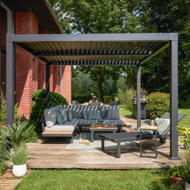 Pérgola de aluminio NATERIAL Clima Bio gris de 358x313 cm