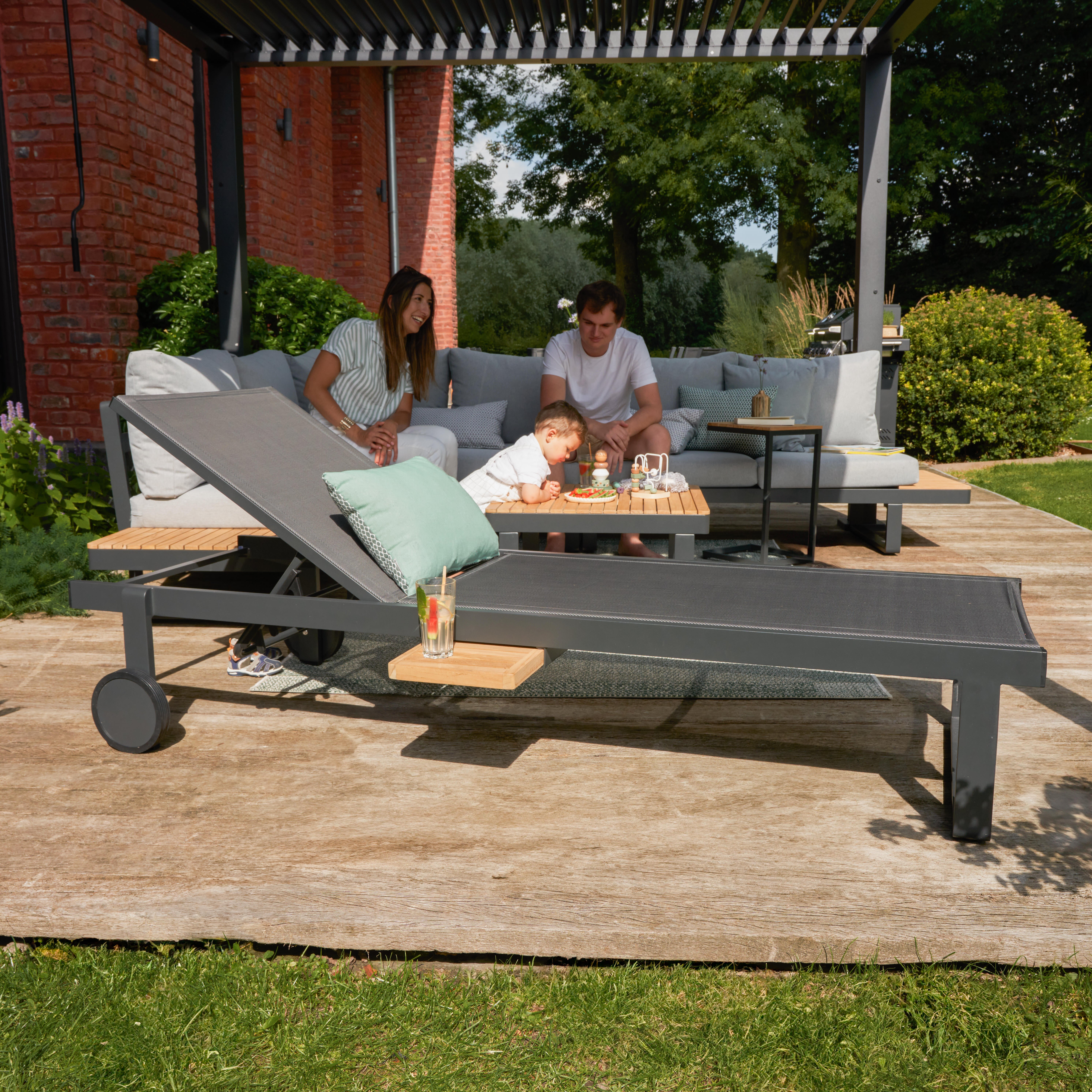 Lettino senza cuscino NATERIAL in alluminio grigio e seduta grigio - 3