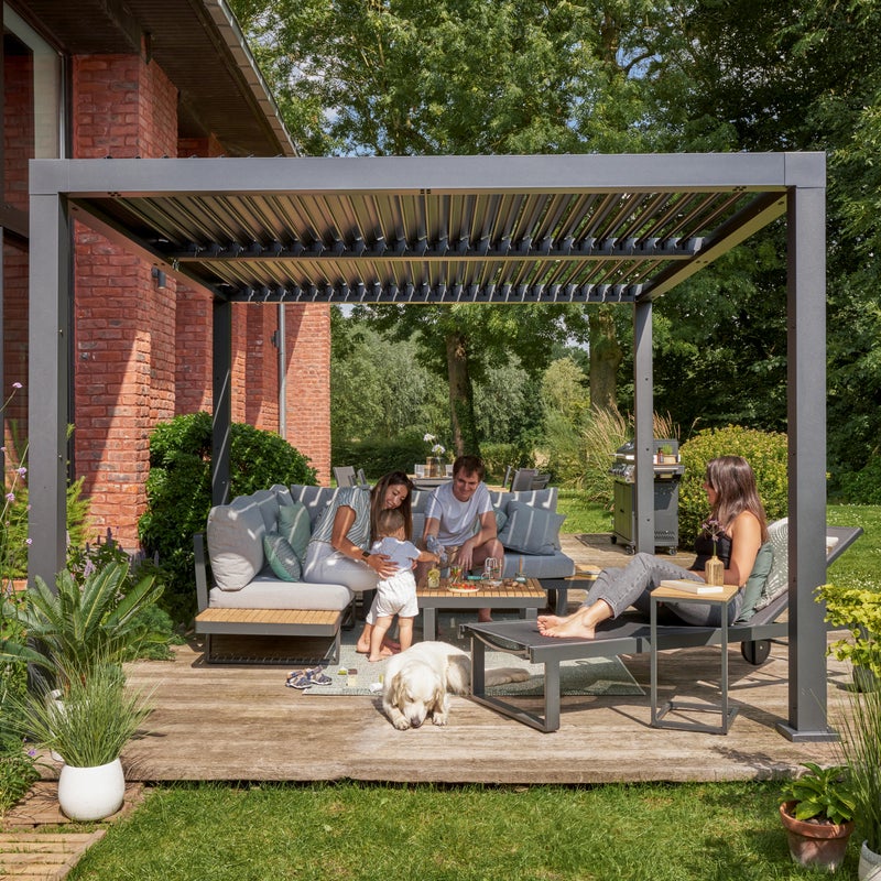 NATERIAL Pergola bioclimatica 313x358 cm in alluminio grigio antracite - Clima