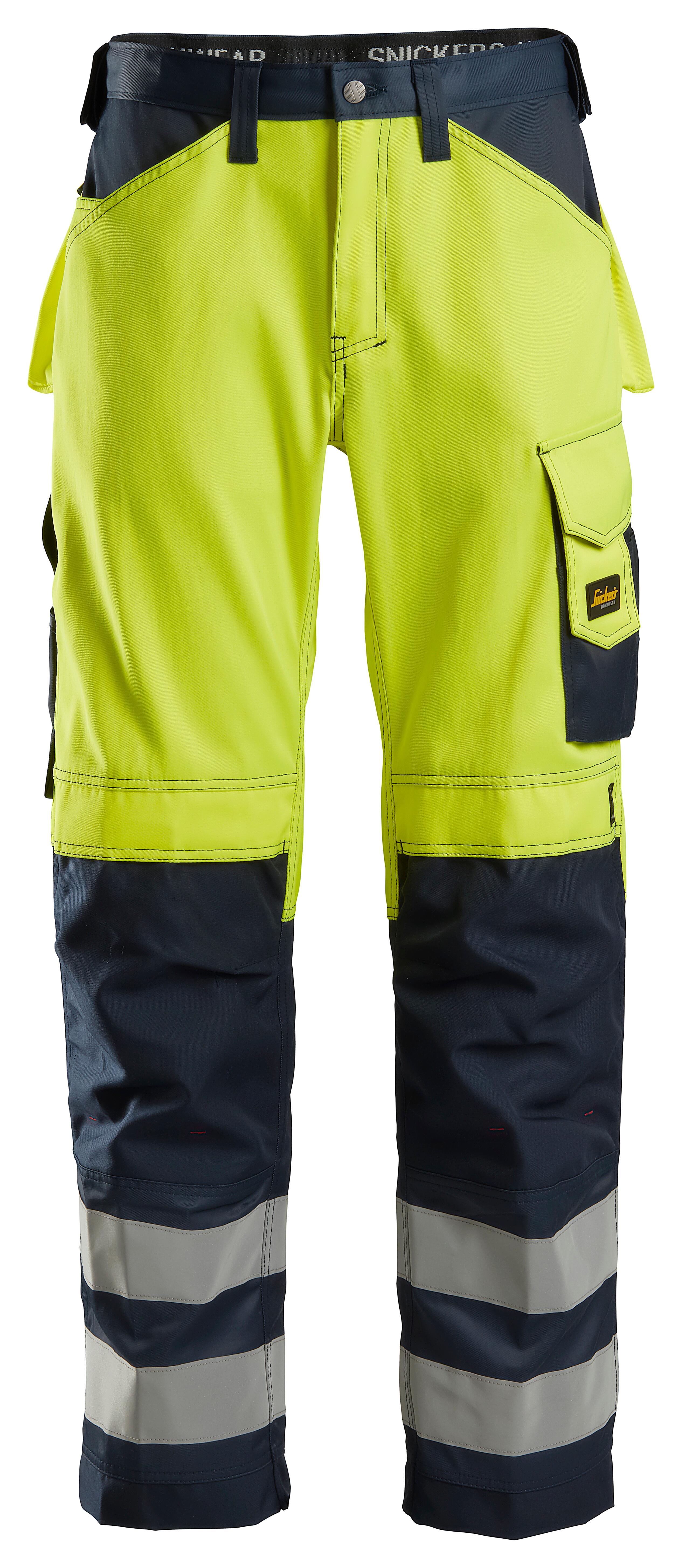 Pantalón trabajo unisex snickers highvis - amarillo/azul marino - talla 58 corta