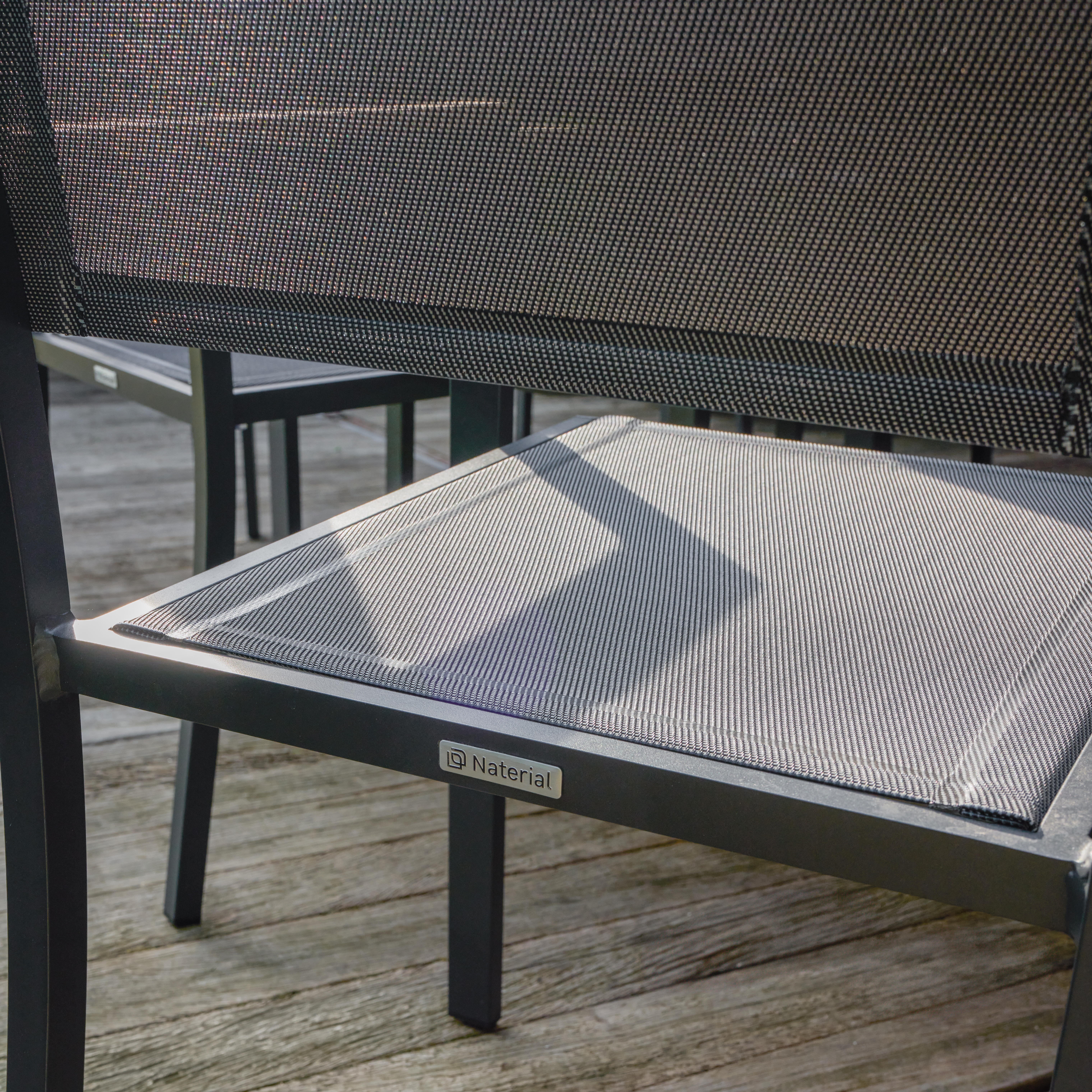 Cadeira de refeição com braços alumínio e textileno cinza escuro Naterial Persea - 12