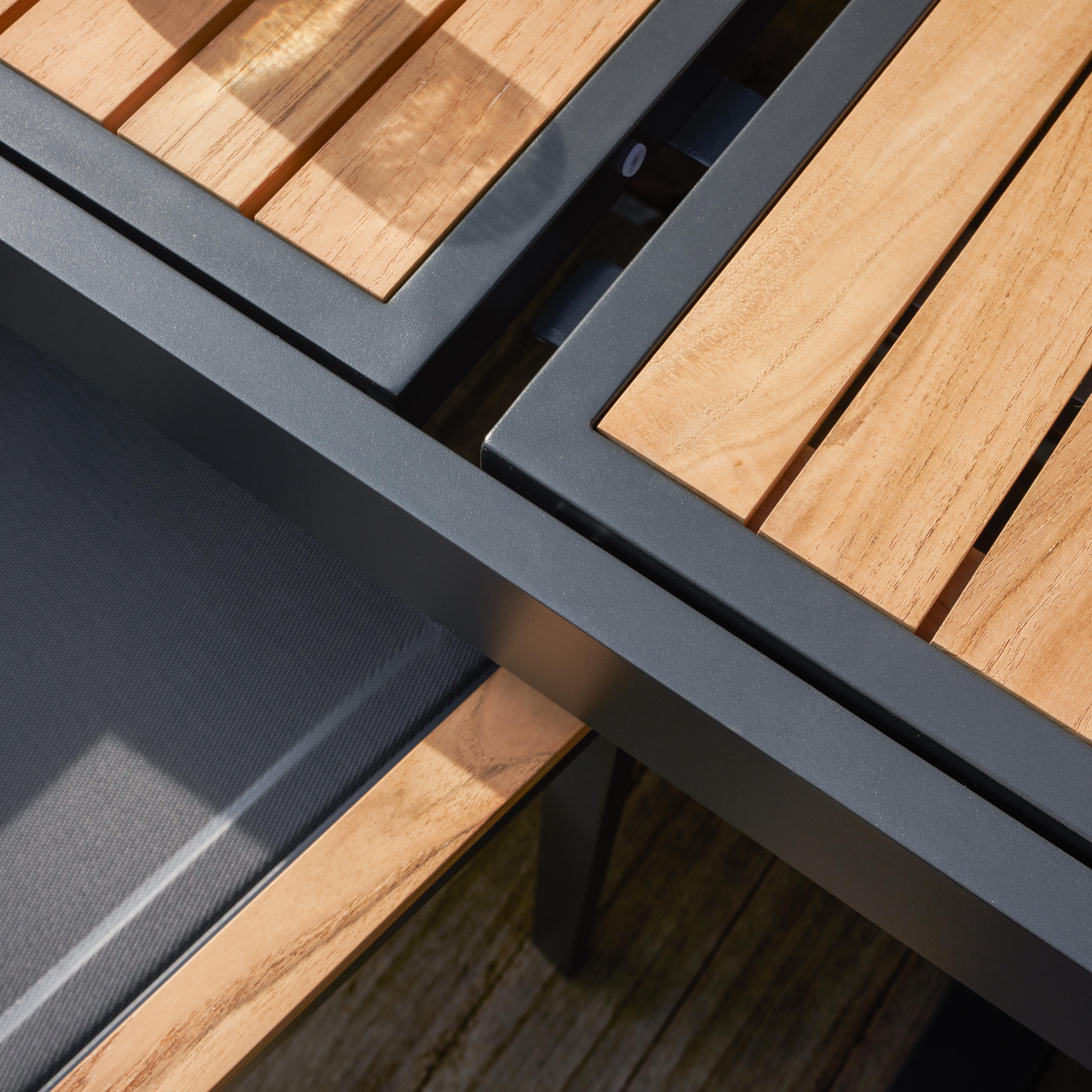 Mesa extensível madeira teca e alumínio 200/320X100 cm cinza esc Naterial Persea - 13