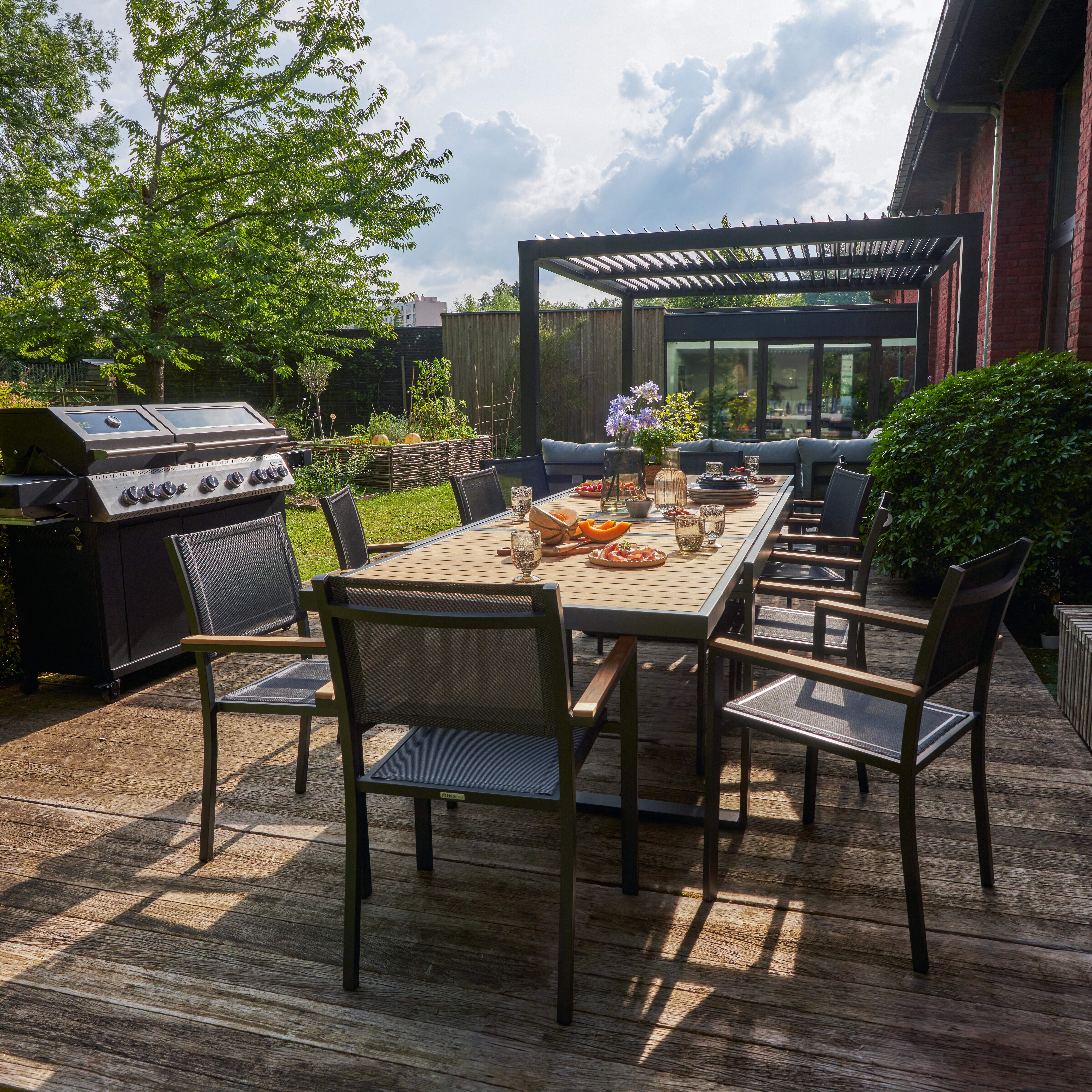 Barbecue a gás premium inox com 6+2 queimadores preto Naterial Upsilon - 5