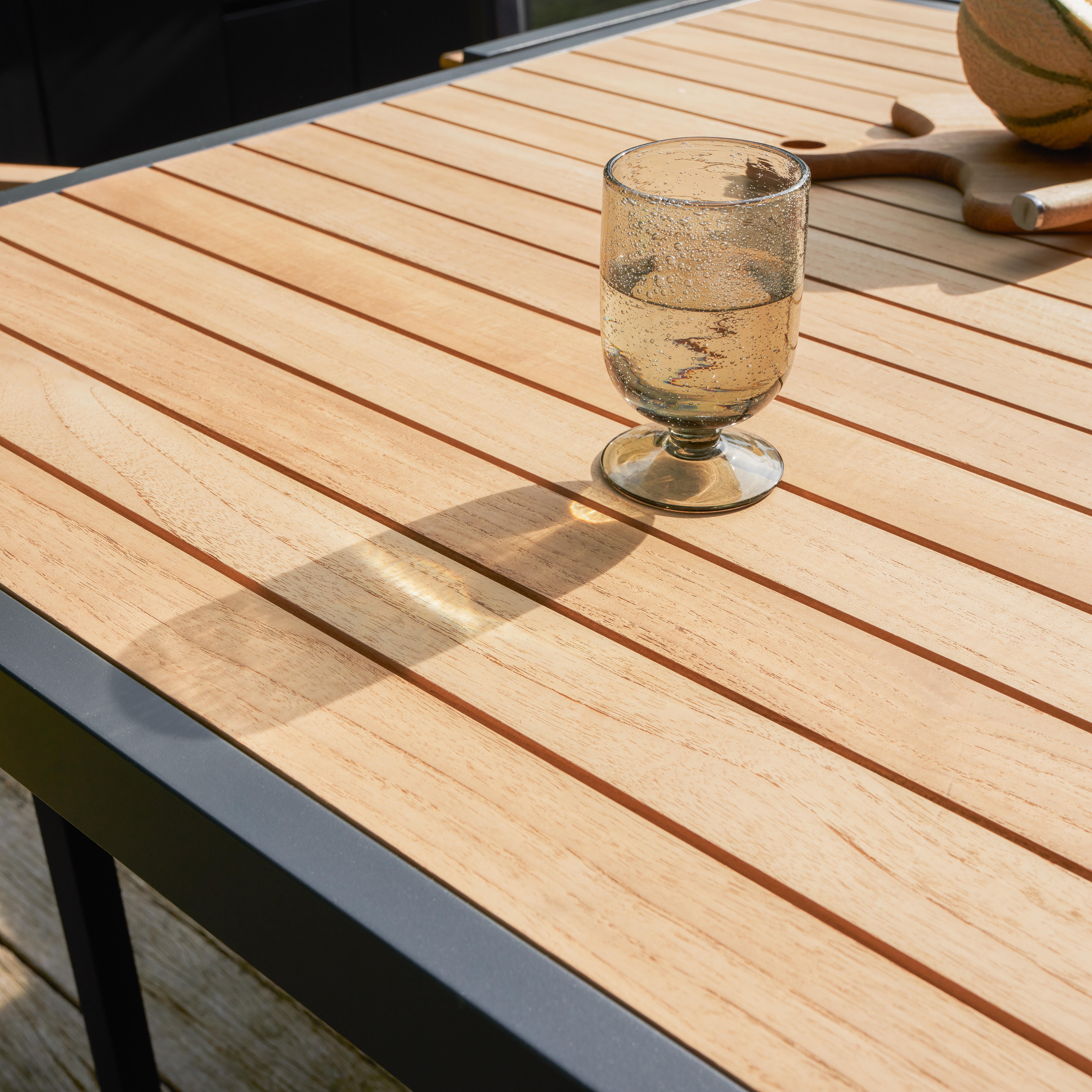 Mesa extensível madeira teca e alumínio 200/320X100 cm cinza esc Naterial Persea - 8