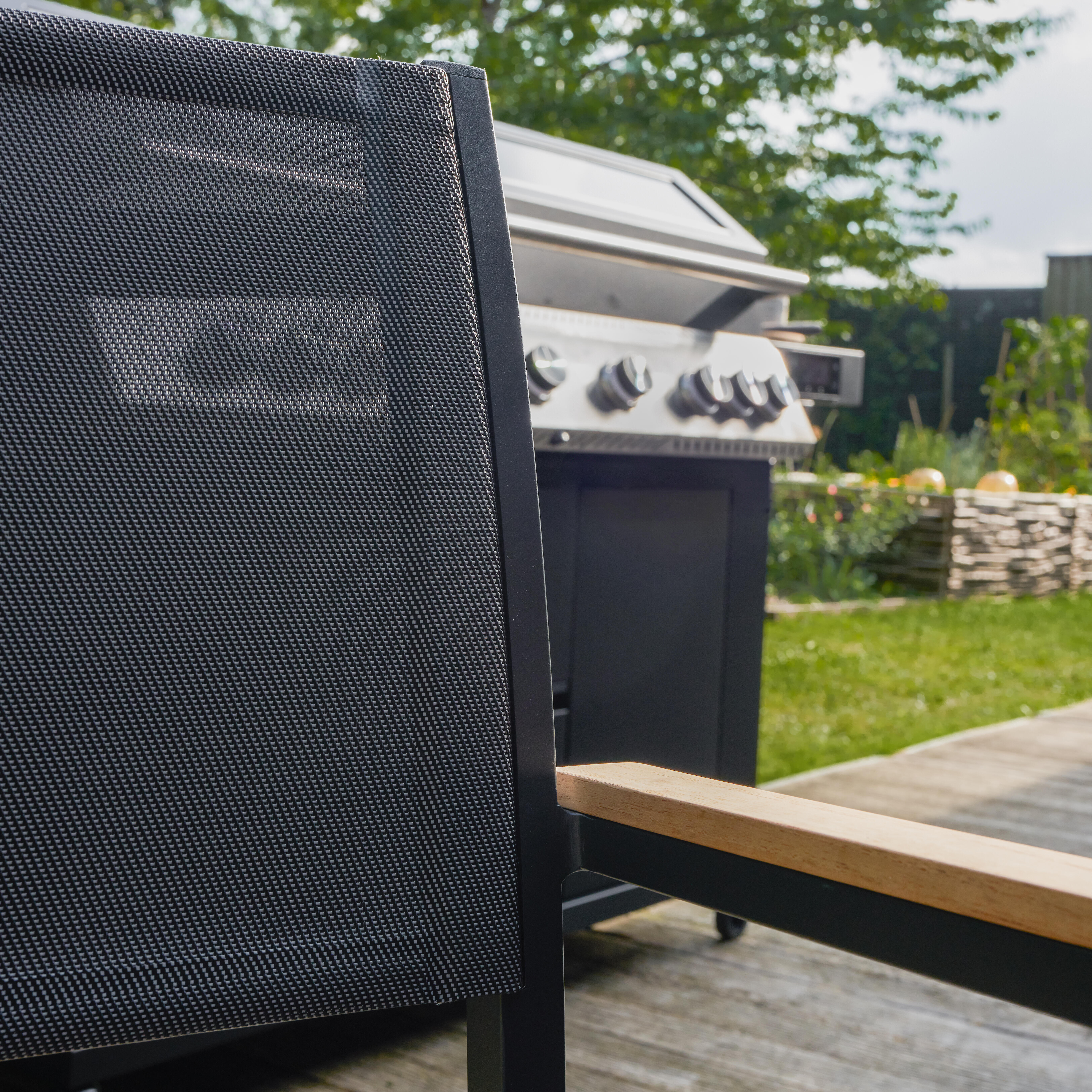 Cadeira de refeição com braços alumínio e textileno cinza escuro Naterial Persea - 8