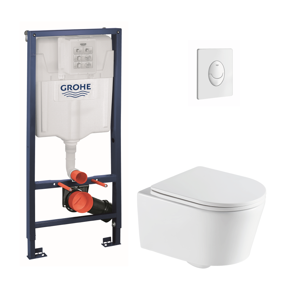 Pack wc suspendido grohe by sensea easy con cisterna y pulsador blanco