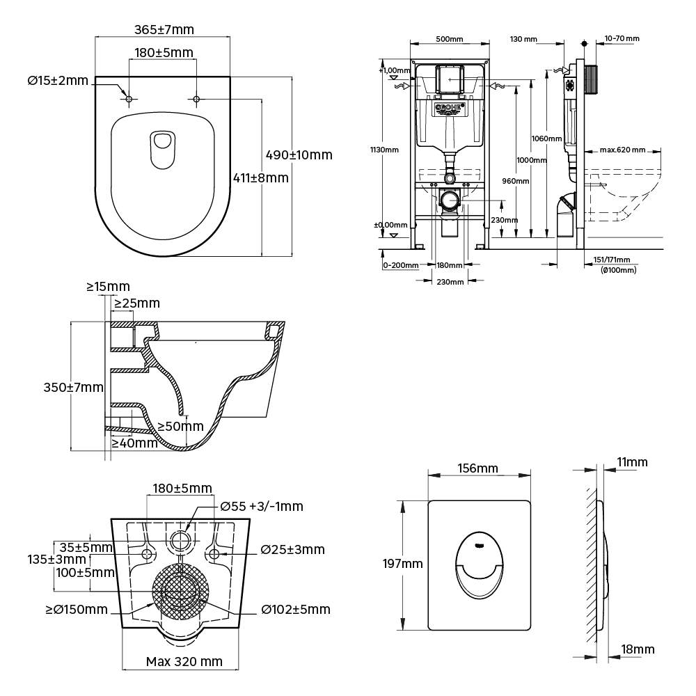 Pack WC suspendu mural et plaque GROHE Solido for SENSEA, cuvette SENSEA Easy - 3