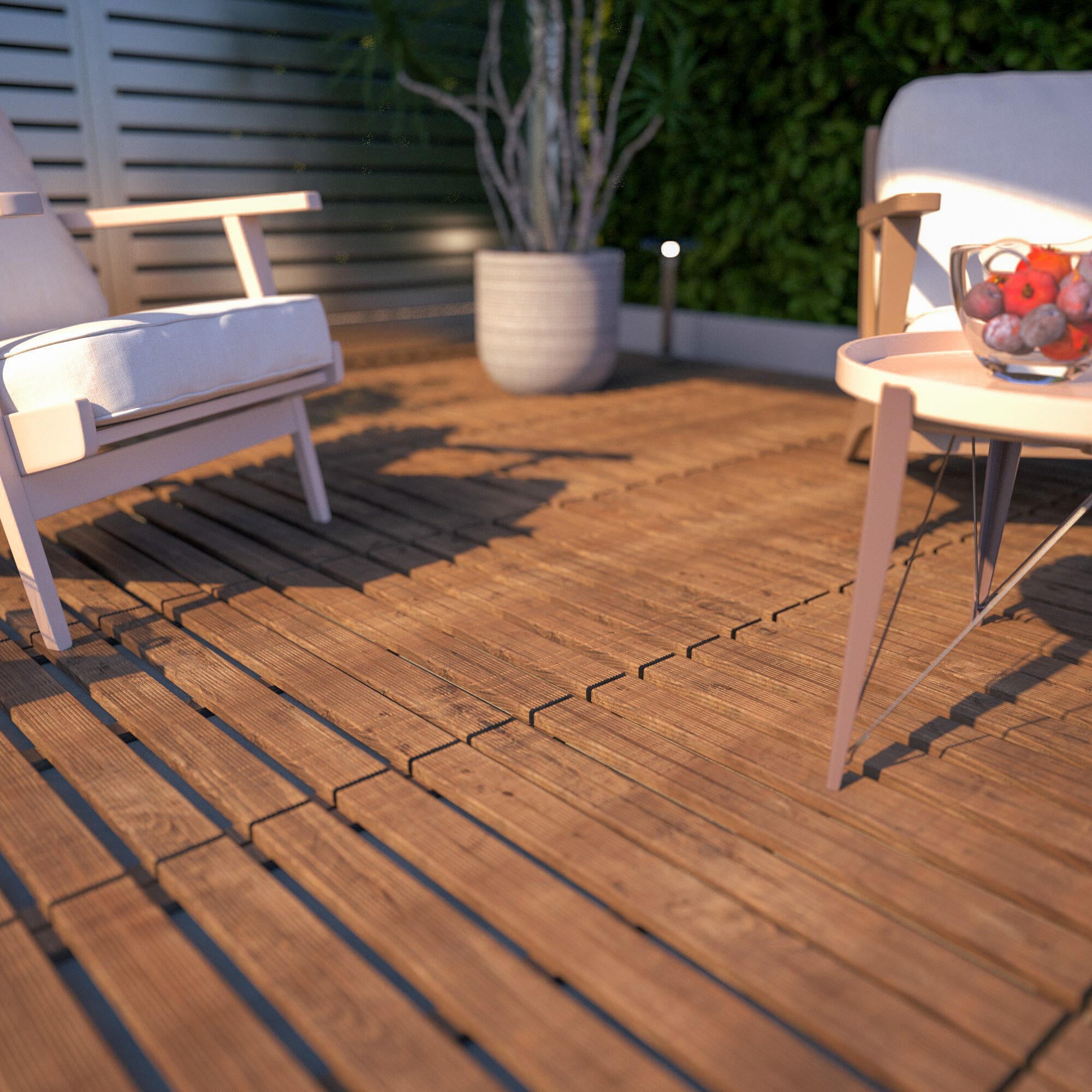 Baldosa madera de pino 50 x 50 cm y 30 mm marrón CERLAND clase de uso 3 - 4