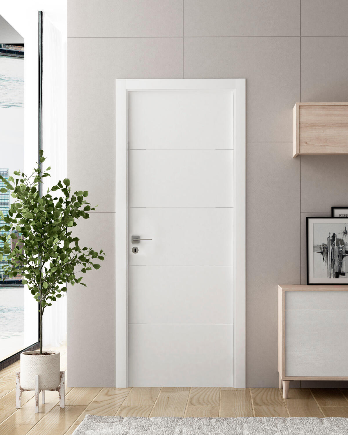 Bloco de porta interior HOLANDA BRANCA 70X200CM REVERSIVEL com guarnições - 4