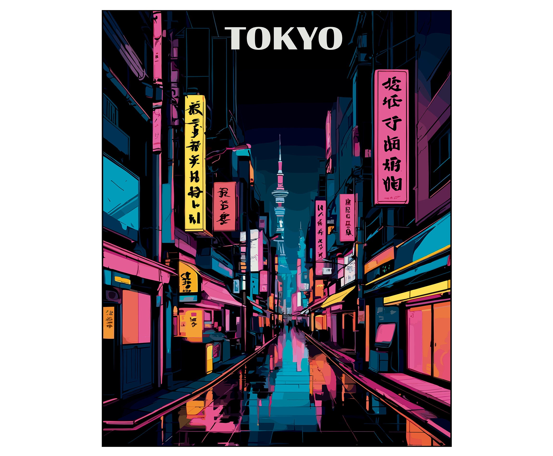 Pintura impresa sin marco Ciudad de Tokio 50 x 40 cm | Leroy Merlin