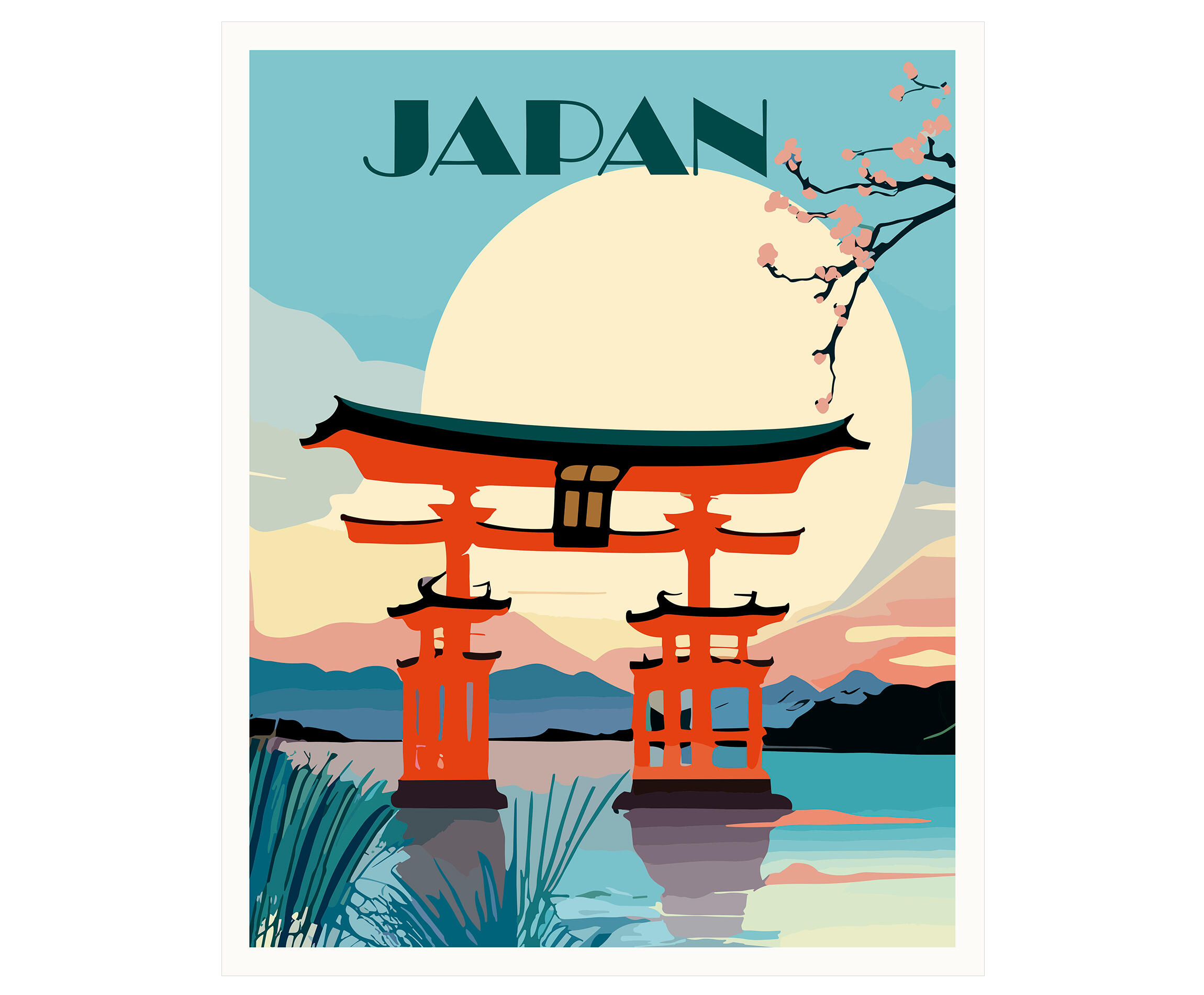 Pintura impresa sin marco Urban city rectangular de 40 x 50 cm. MDF Ciudad Japon pasteles cálidos - 2