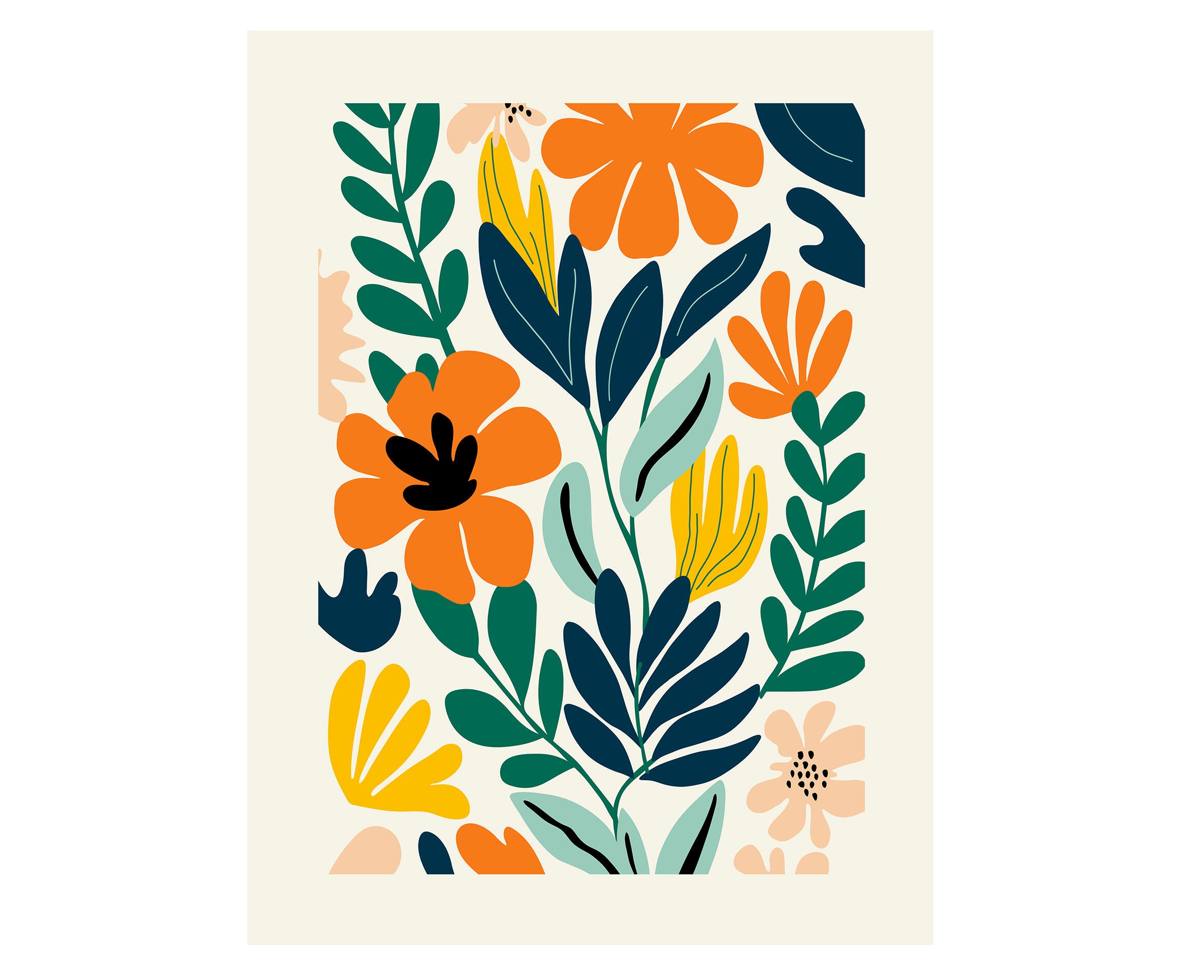 Pintura impresa sin marco Botánica rectangular de 30 x 40 cm. MDF Floral Retro pasteles cálidos - 2