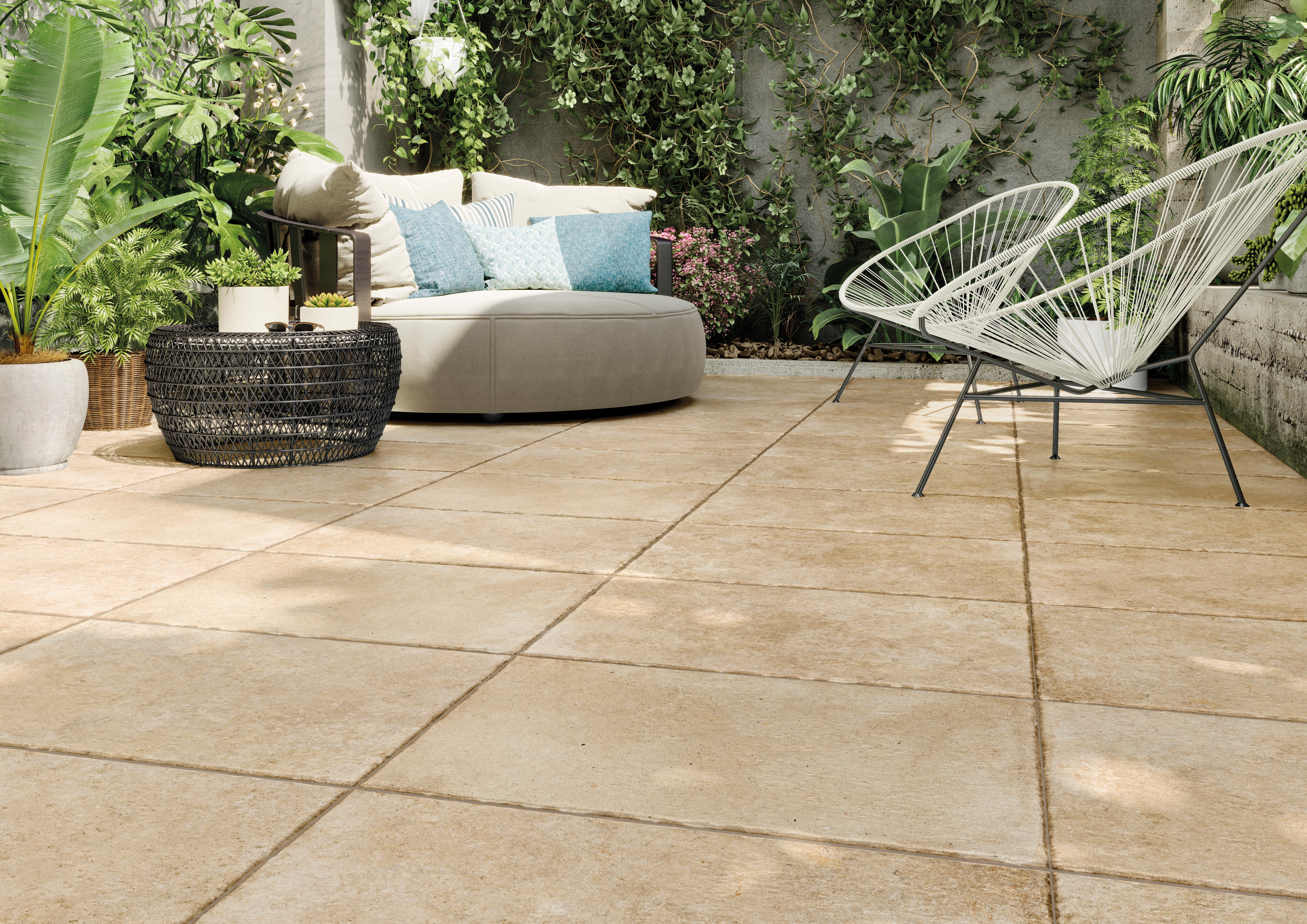 Suelo cerámico borgogna efecto piedra beige base 44x66 cm c2
