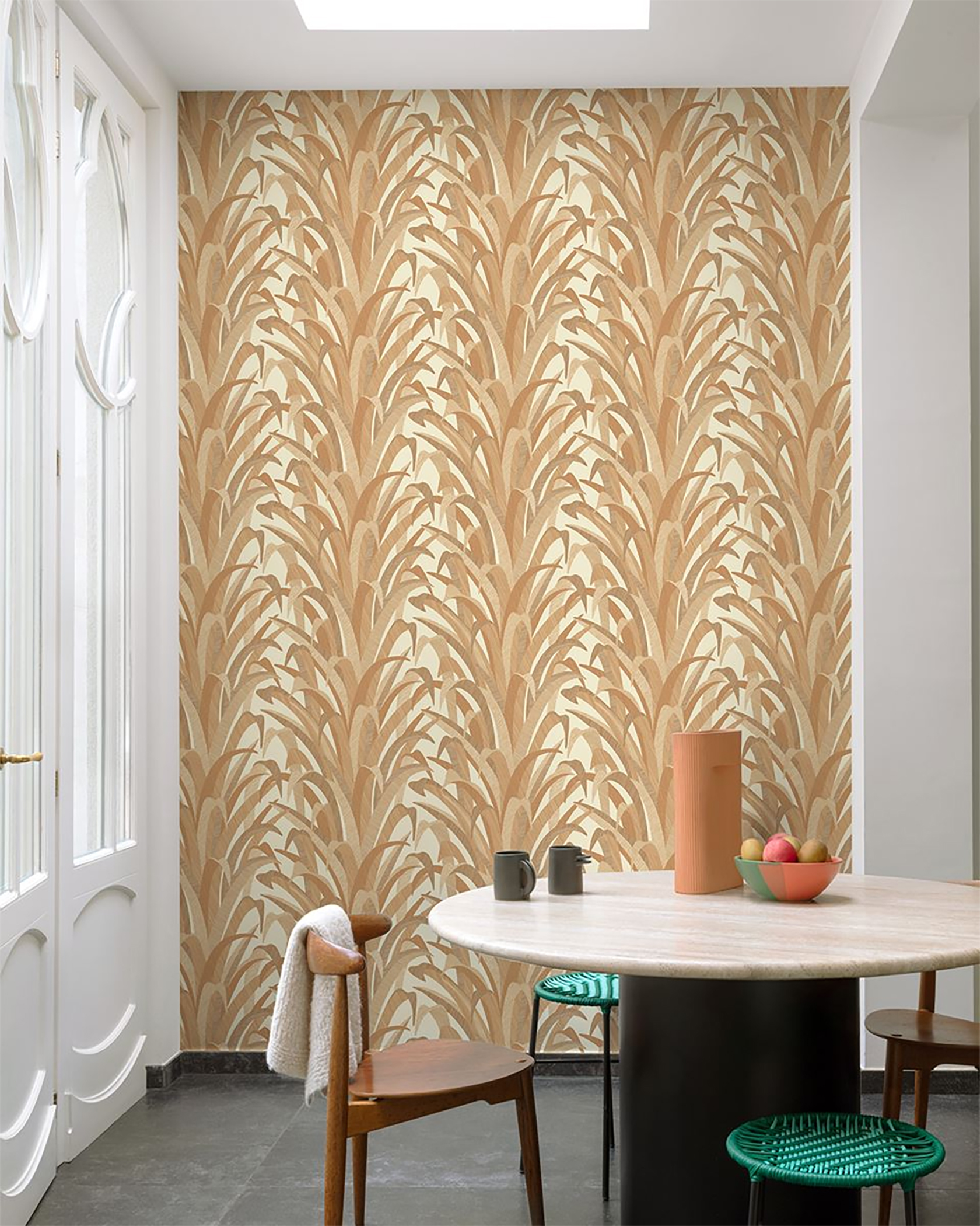 Papel pintado vinilo botánico, plantas o floral nothofagus naranja