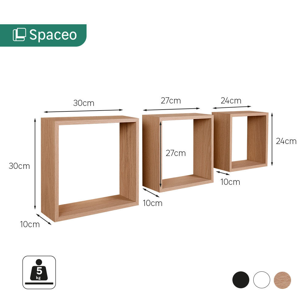 Estante mural Spaceo  en color blanco de 30x9.7 cm y carga máx de 5 kg - 7