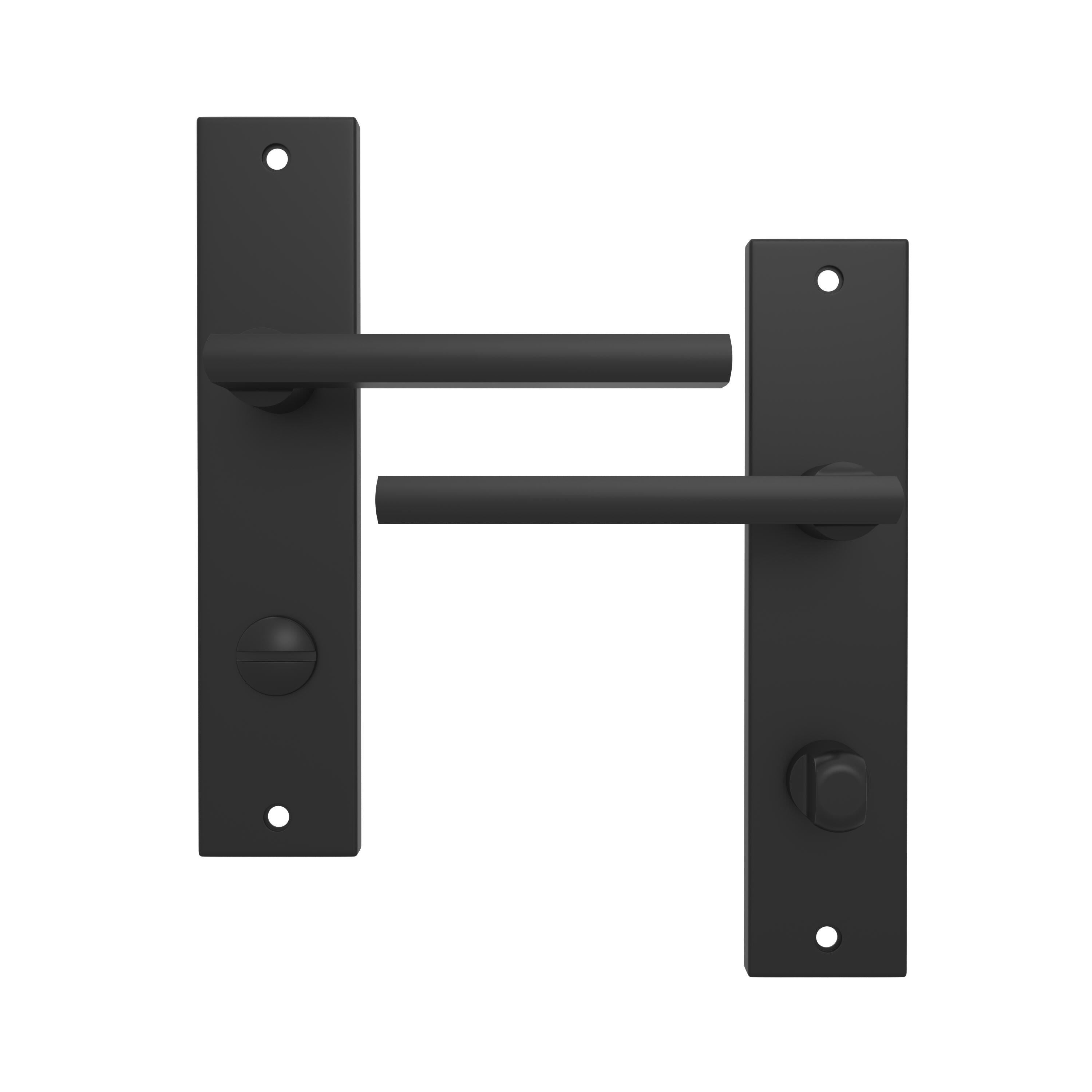 Poignée de porte sur plaque noire entraxe 165 mm à condamnation DAREN x2 - 2