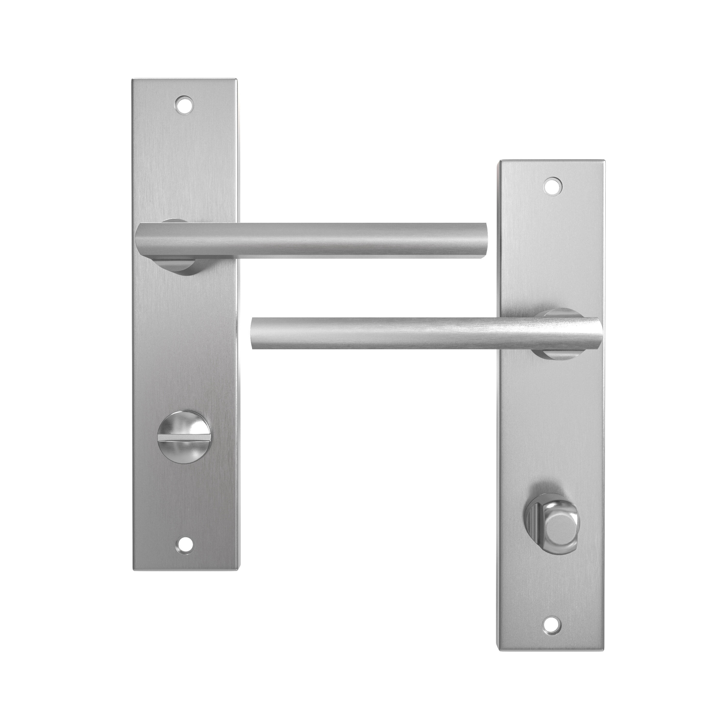 Poignée de porte sur plaque aspect nickel entraxe 165 mm à condamnation DAREN x2 - 2