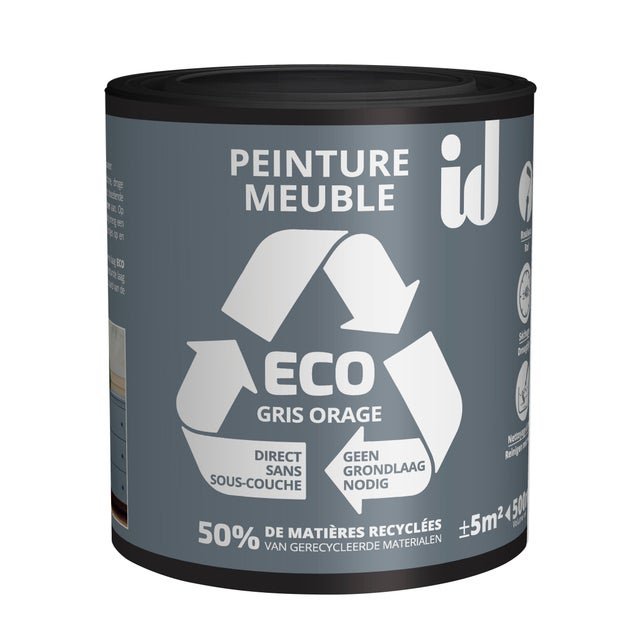 Peinture pour meuble velours gris orage 500 ml - ECO ID