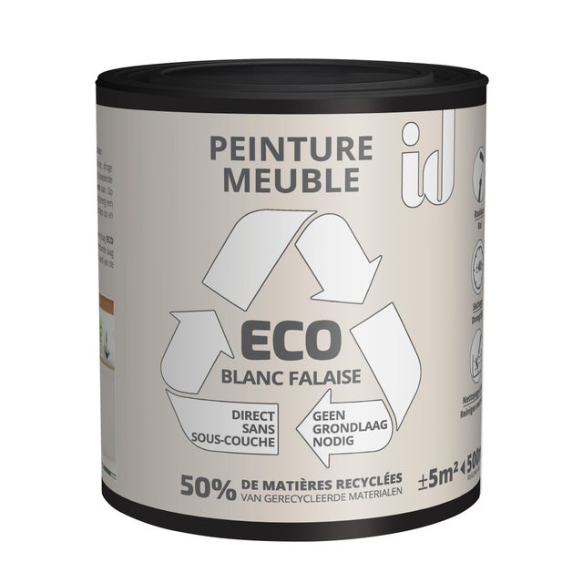 Peinture pour meuble velours blanc falaise 500 ml - ECO ID